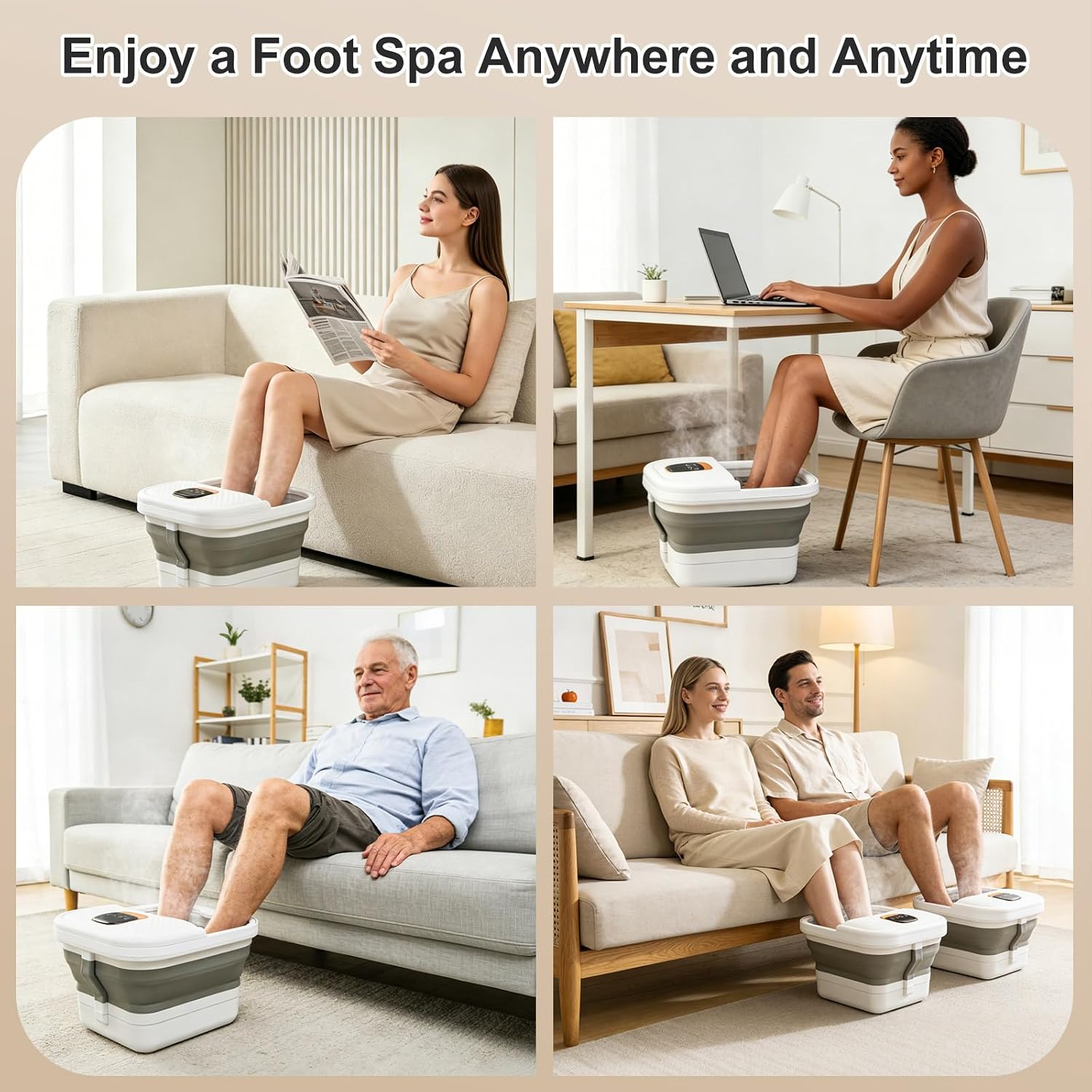 UNIFULL Collapsible Foot Spa Bath with Heat, Motorized Massager, Touch Screen, Foot Pedicure Kit, Temperature Control, Pedicure Foot Spa, Foot Bath