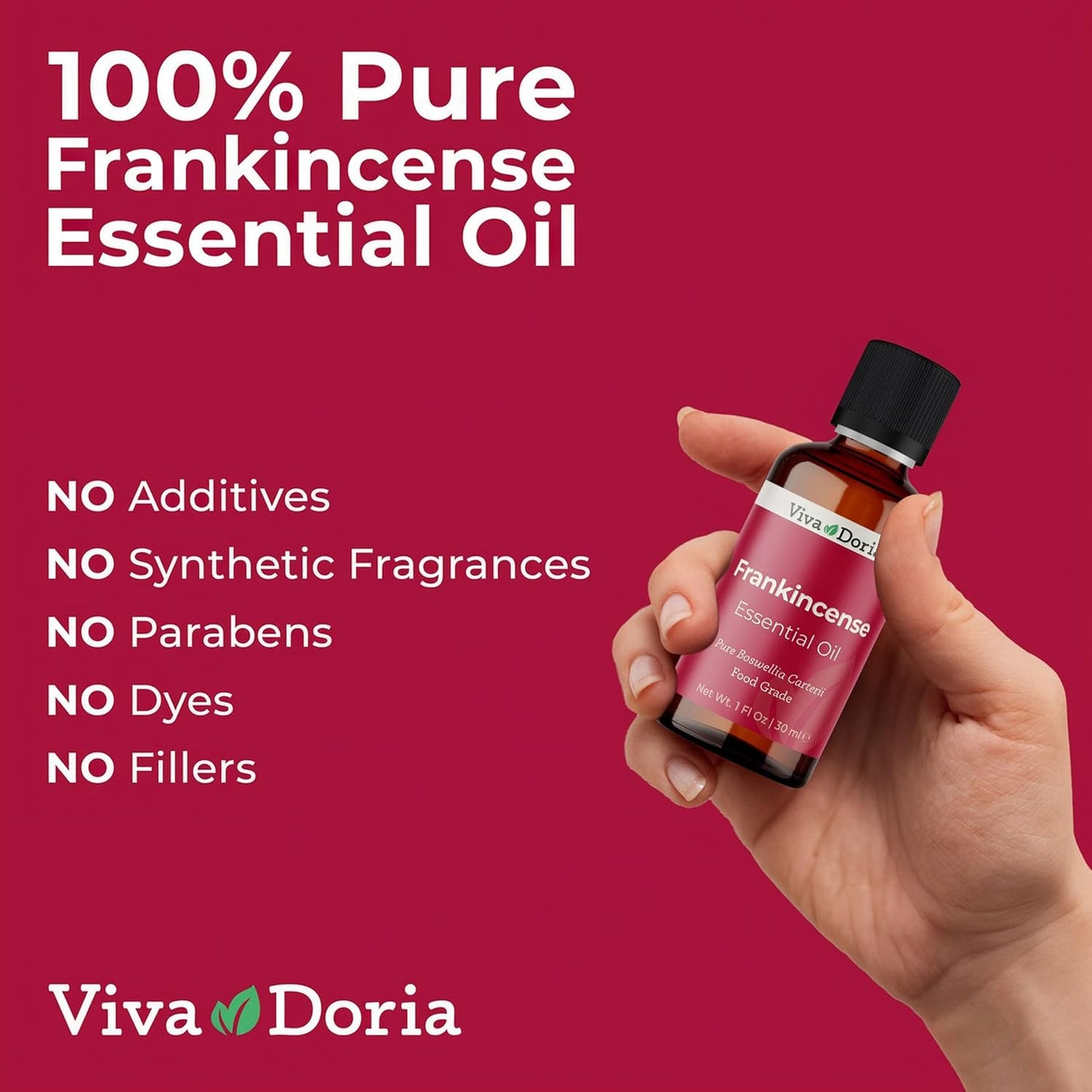 Viva Doria Frankincense Essential Oil, 100% Pure, Natural Essential Oil, Undiluted, for Aromatherapy | Food Grade, 30 mL (1 Fluid Ounce)