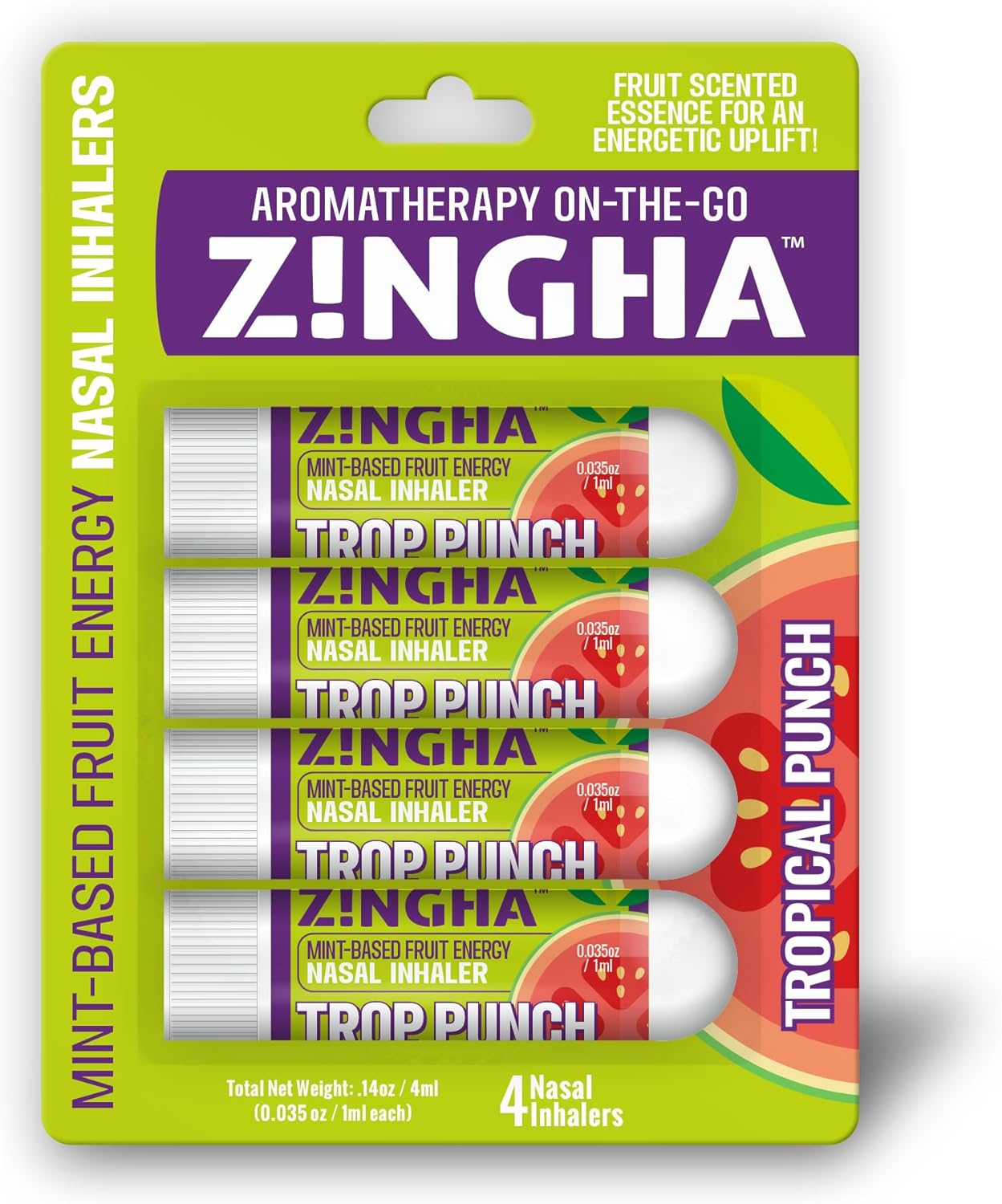 Z!NGHA Natural Aromatherapy Nasal Stick Boost Focus & Enhance Breathing | Portable Sinus Relief & Relaxation Nasal Inhaler Stick | Essential Oil Blend for Stress and Congestion (Tropical Punch)