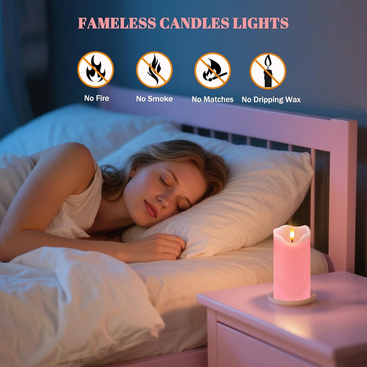 VEEKI Flameless Candles Light, Set of 2 6"x3" Flickering LED Candle with Remote & Timer, Dimmable Electric Pillar Candles Battery Operated, Pink Candles for Valentine's Day Xmas Home Decor (2PC)