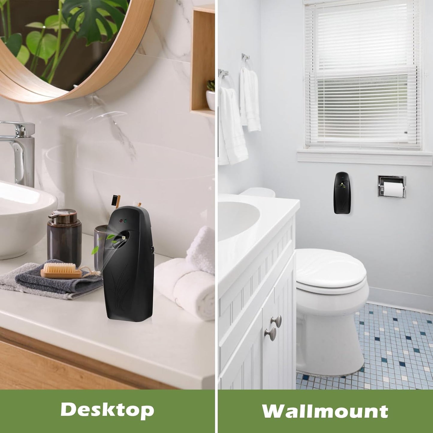 2PCS Automatic Air Freshener Spray Dispenser - Commercial and Home Use - Multiple Time Scent/Mist Release Settings for Room/Restroom Sprayer,Air Freshener not Included,Black