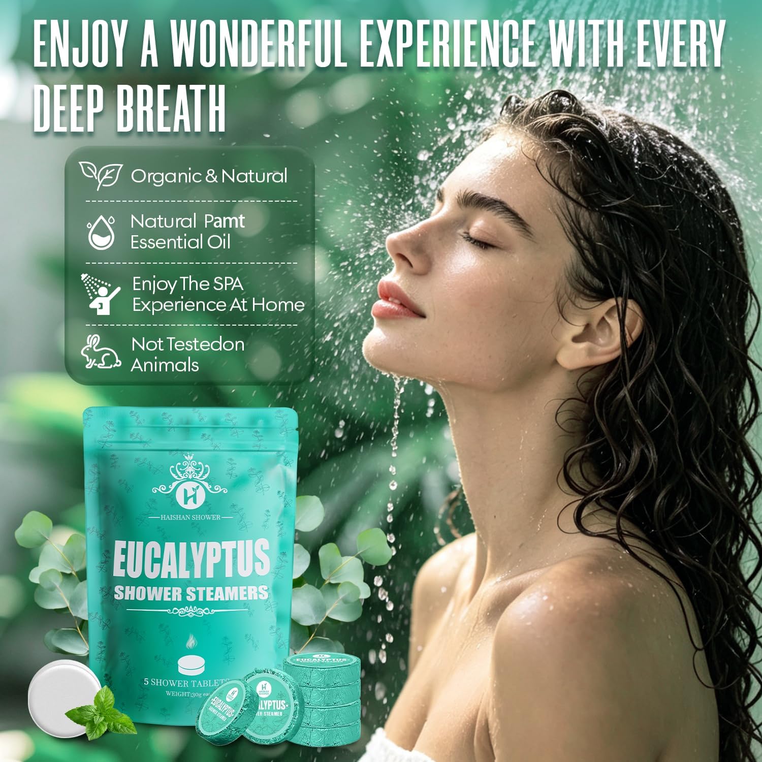 Shower Steamers Aromatherapy, Fathers Day Gift for Dad Husband from Wife Daughter, Organic Eucalyptus & Mint Essential Oil, 5-Pack Shower Bombs Birthday Gifts for Women Men Wife, Relaxation Home SPA