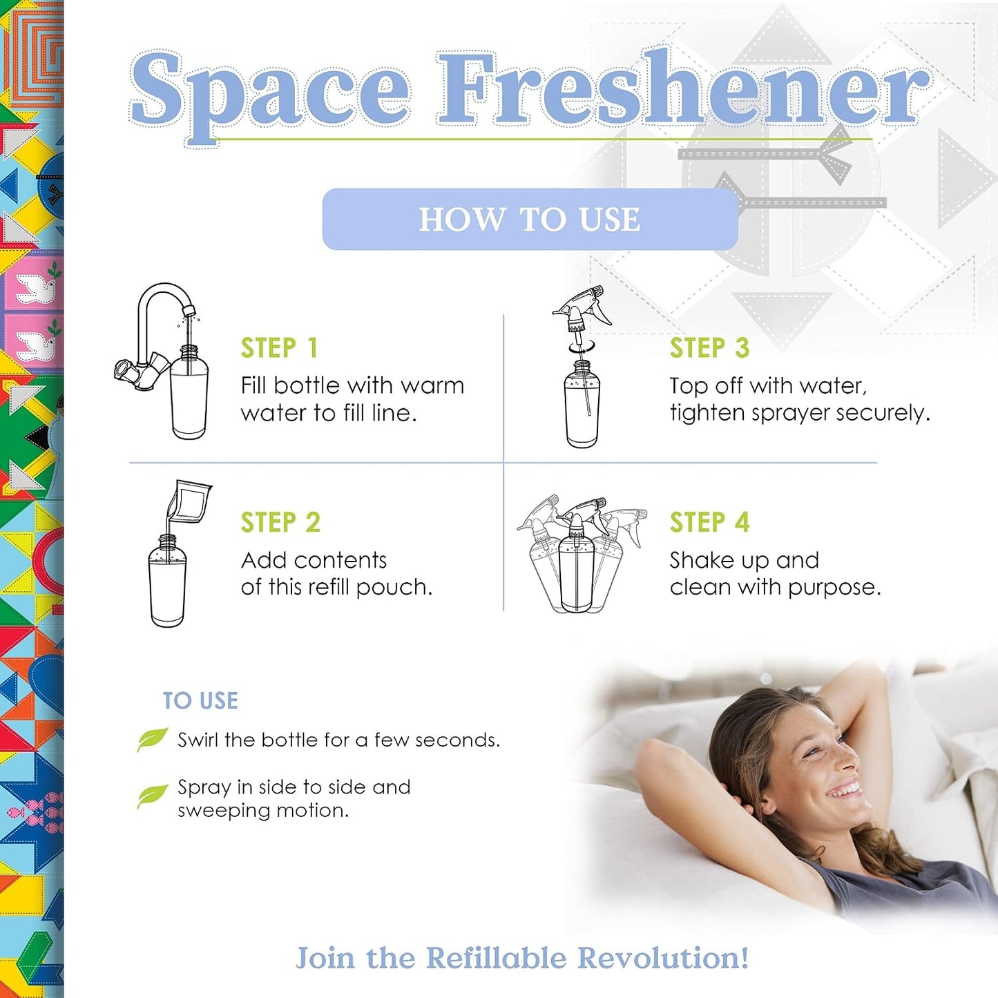 Truly Free Space Freshener Starter Kit, Lemongrass Essential Oil - Car and Air Fresheners for Home, Natural Odor Eliminator Room Spray, 12 oz Empty Bottle + One (3 oz) Fill - No Synthetic Fragrances