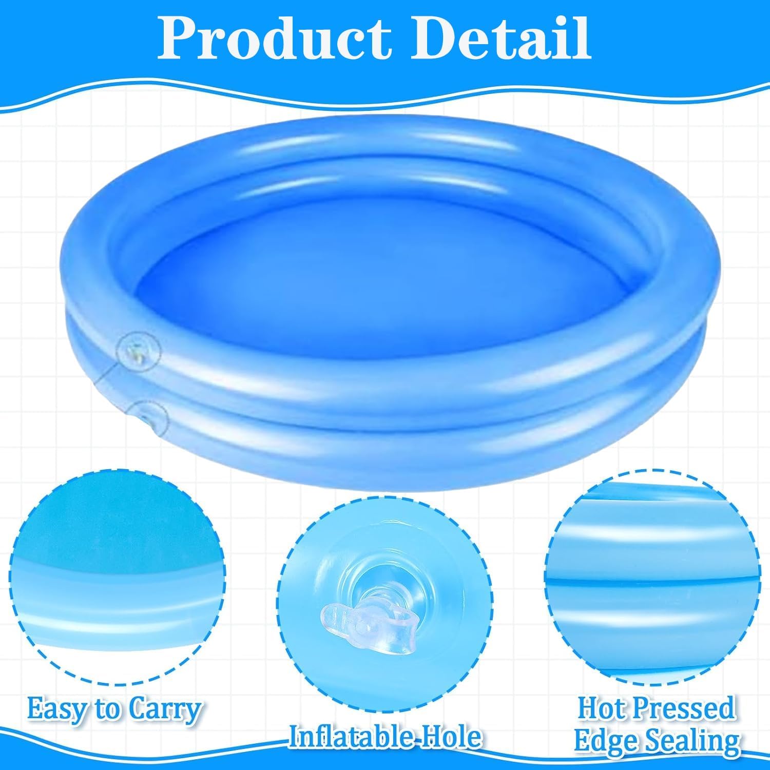 2 Pack Inflatable Pool Foot Bath Basin, Pool Clean Feet Wash Basin Tray with Pump, Pools Entry Ladder Portable Above Ground Pools - Blue