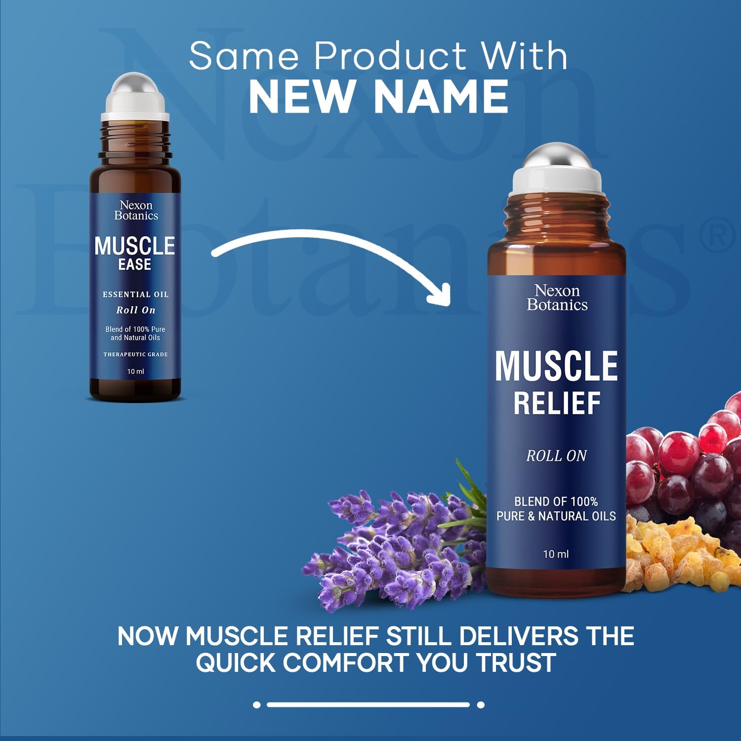Muscle Relief Essential Oil Roll-On 10 ml - Pure & Natural Prediluted Blend for Sore Muscles, Aches & Recovery - Easy Roller for Athletes & Active Lifestyles - Nexon Botanics