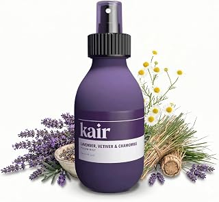 Kair Pillow Spray Mist - Lavender, Vetiver & Chamomile | Natural Aromatherapy Pillow Mist, 3.4 Fl Oz Refillable Glass Bottle, 100% Pure Essential Oils, Vegan Cruelty-Free, Calming Relaxing Scent