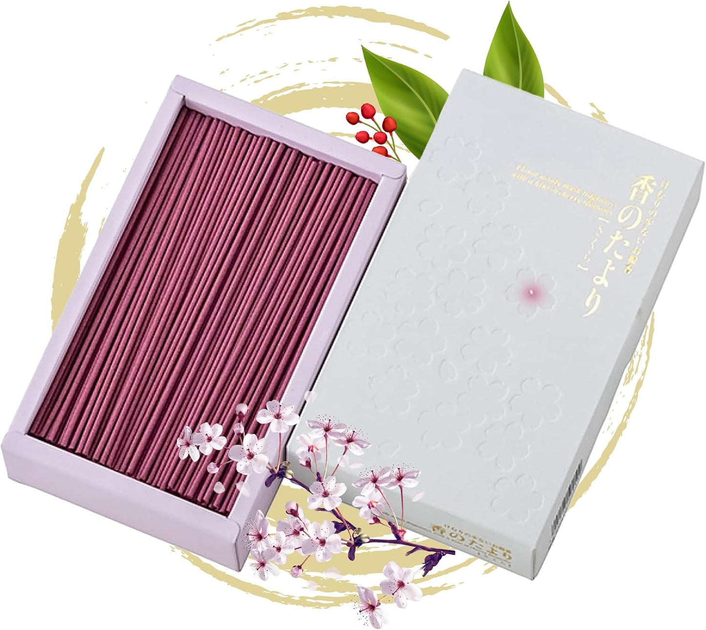 Hasegawa '' Sakura Scent | Japanese Low Smoke Incense Stick | Rare Agarwood and Floral Woody Musk Blend | 25-Minute Burn, 160g | Cherry Blossom Patterned Packaging