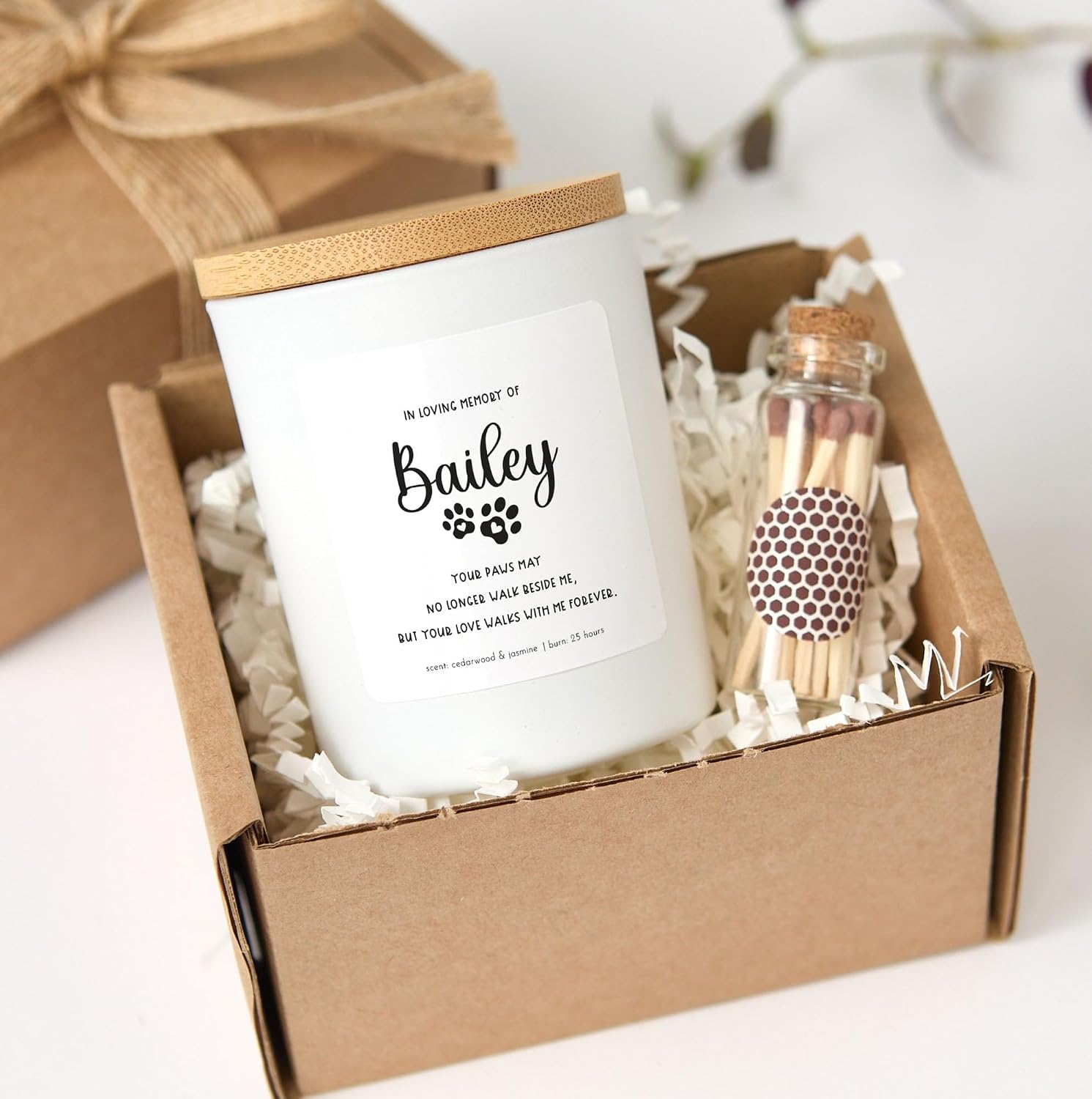 Pet Memorial Candle with Matches | in Loving Memory of Dog or Cat | Personalized Remembrance Gift-Black/Cozy Winter Night