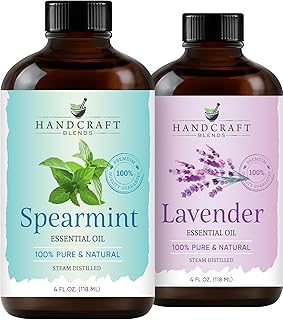 Handcraft Blends Cool & Calm Set: Lavender and Spearmint Essential Oils – (2 x 4 Fl Oz) – 100% Pure & Natural – for Diffuser, Aromatherapy, and DIY Projects