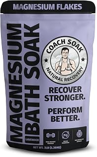 Coach Soak Recovery Bath Soak - Alternative to Epsom Salt Bath Soak - Fast-Absorbing Pure Magnesium Flakes & Dead Sea Salt with 21 Minerals, Bath Salts & Essential Oils - 3 lb, Calming Lavender