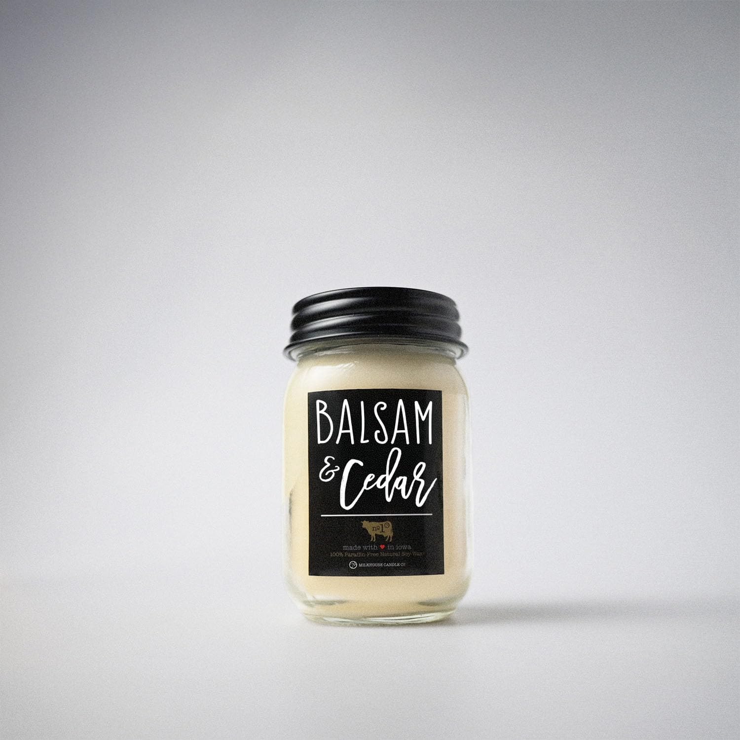 Milkhouse Candle Company Balsam & Cedar Soy Candle - Fresh Balsam | Soft Cedar | Red Apple -13 oz Mason Jar with Lid, 65+ Hour Burn Time, Made in the USA