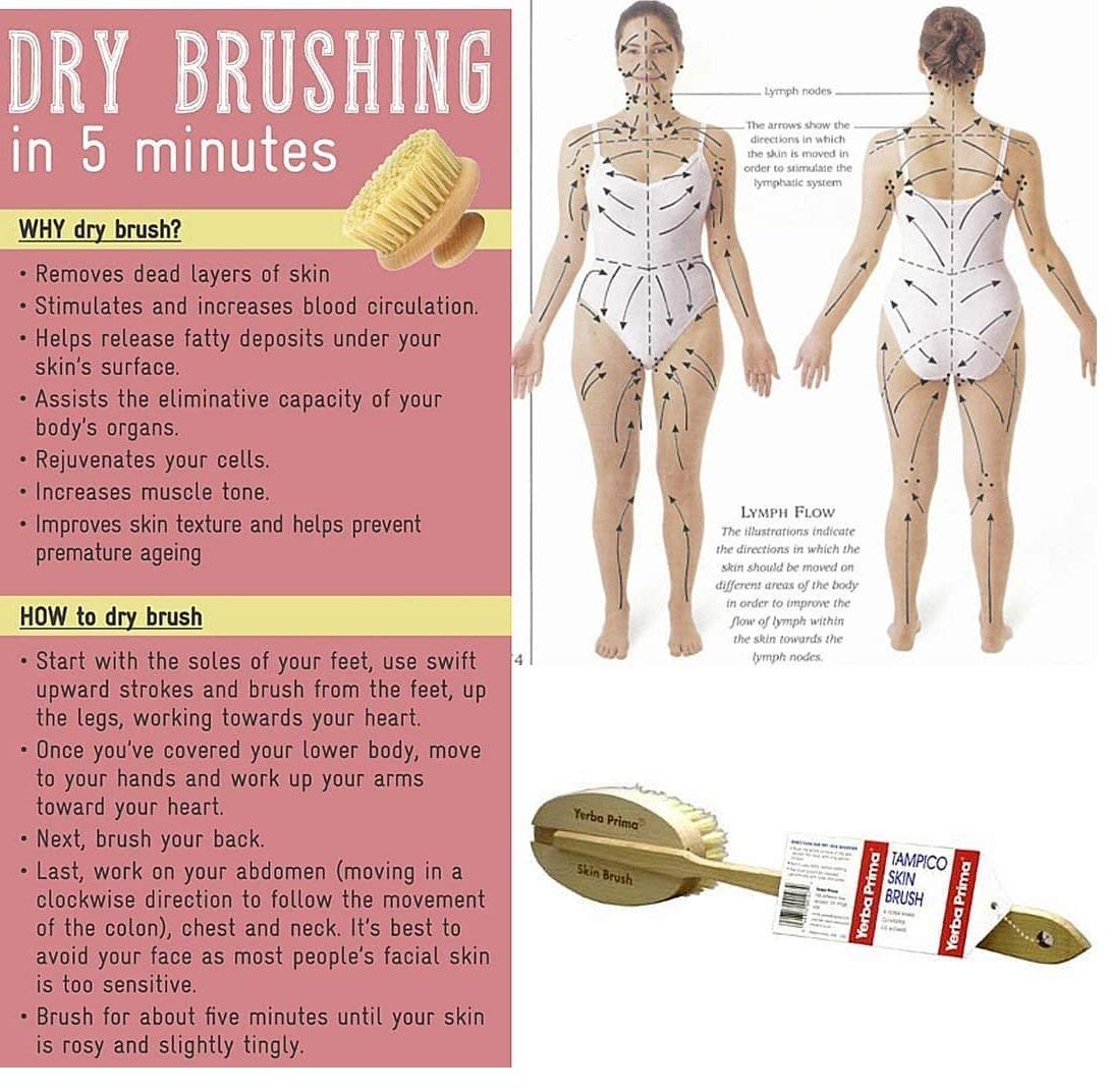 Yerba Prima Tampico Skin Brush (Pack of 1) - Natural Vegetable Fiber Bristles for Dry Skin Brushing