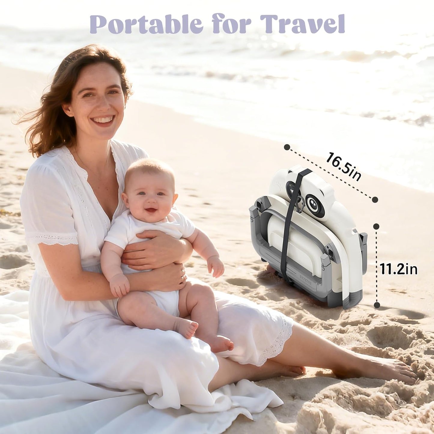 Foldable Baby Bathtub - 0-24M, Thermometer, Soft Cushion (Grey) | Folds Flat, Portable, Non-Slip Legs, For Newborn to Toddler, Space-Saving Design
