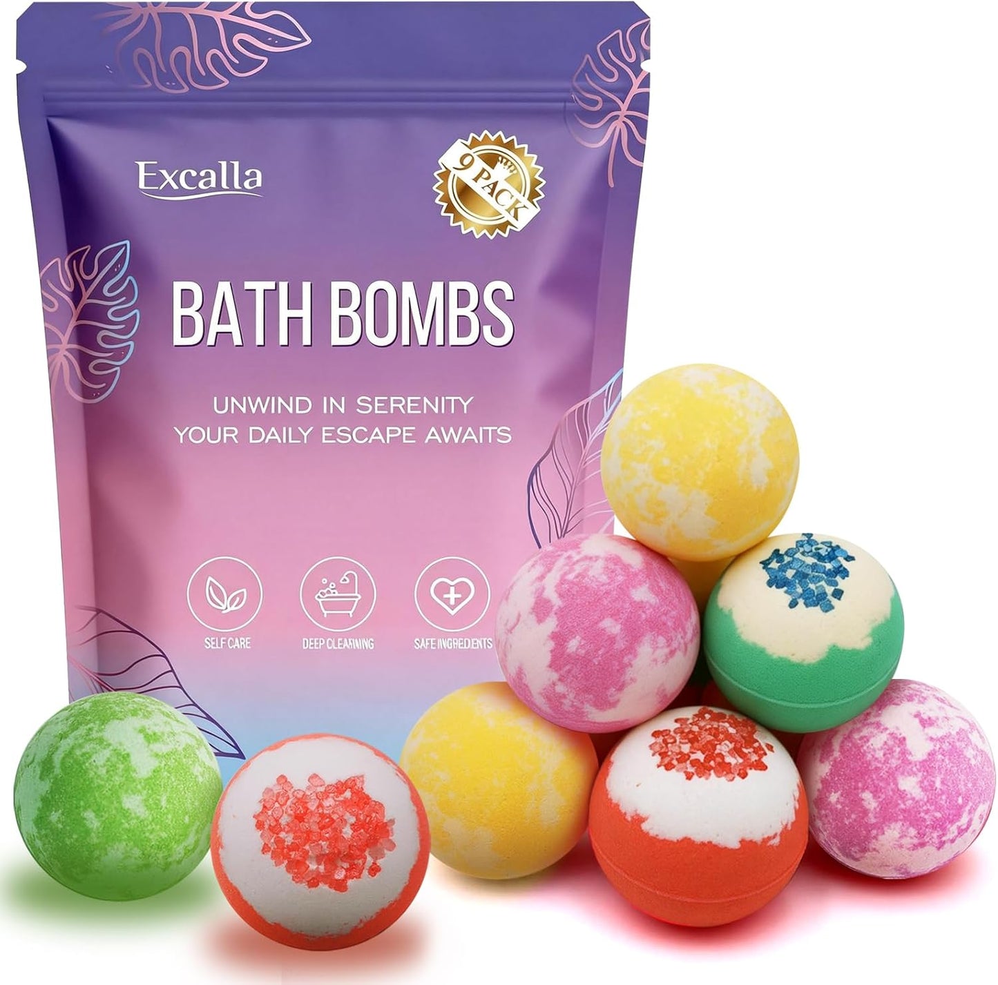 Bath Bombs for Women, 9 Pack Bath Bombs - Birthday Gifts for Women, Shea & Coco Butter Fizzies SPA Bath Relaxing, Self Care Gift Set for Women & Men, Wife, Daughter, Girlfriend Birthday