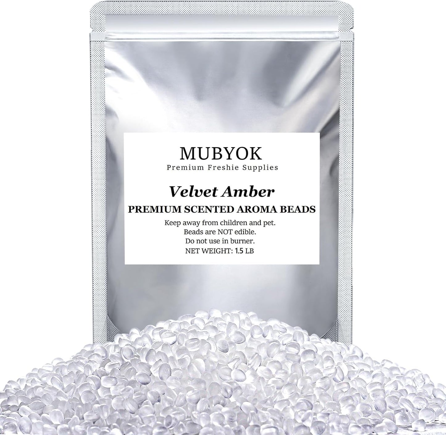 MUBYOK 1.5LB Velvet Amber Premium Scented Aroma Beads for Making Car Freshies Supplies PreScented Beads for Car Air Freshener Sachets Long-Lasing Scent