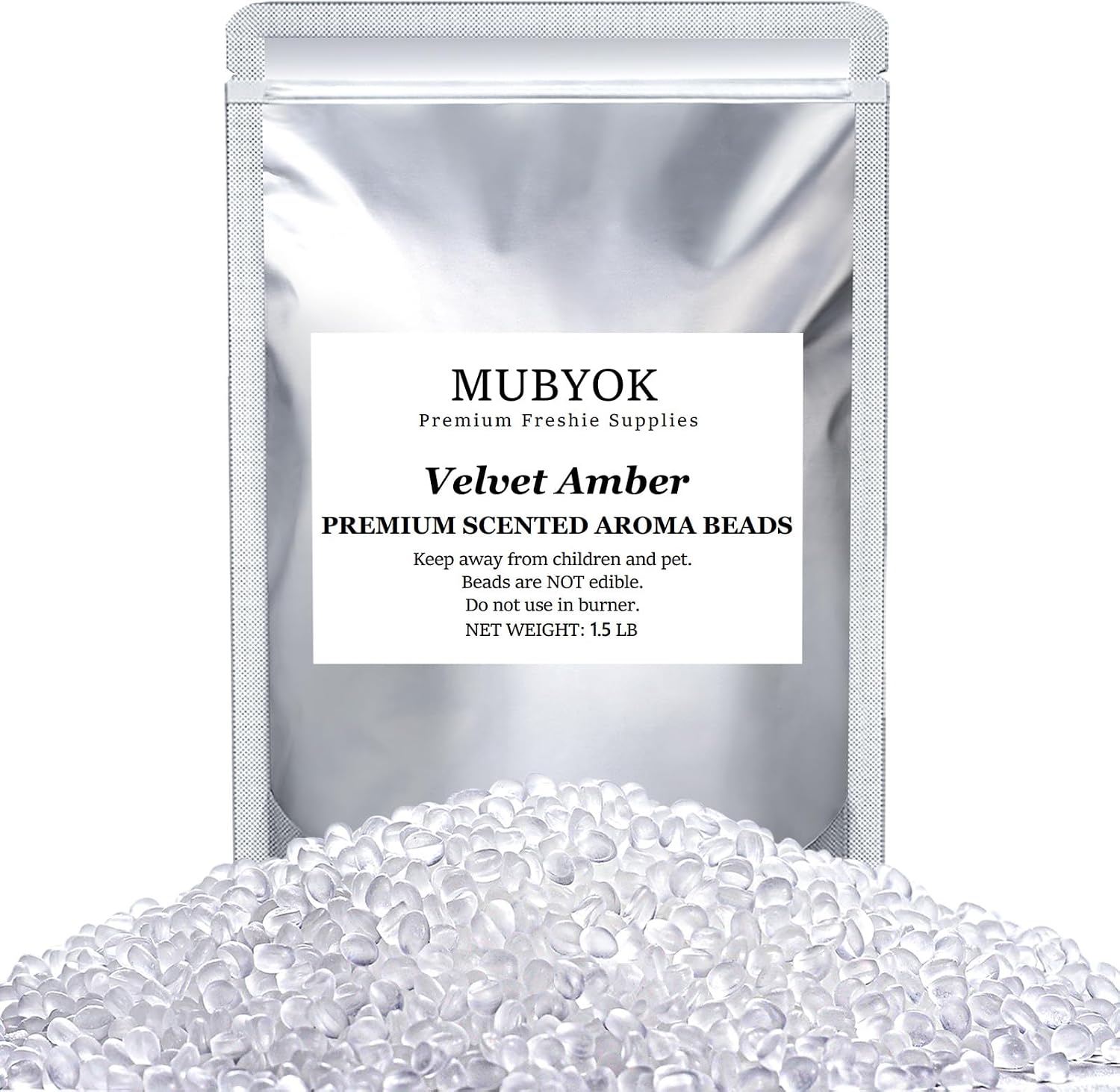 MUBYOK 1.5LB Velvet Amber Premium Scented Aroma Beads for Making Car Freshies Supplies PreScented Beads for Car Air Freshener Sachets Long-Lasing Scent
