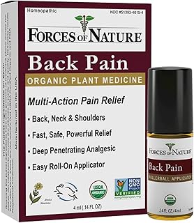 Forces of Nature Natural, Organic Back Pain Relief, w/Arnica & St John's Wort, Fast Acting Anti-Inflammatory Topical Muscle Soother for Lower Back, Sciatica, Neck, Non-GMO, Cruelty-Free, 0.14 Fl Oz