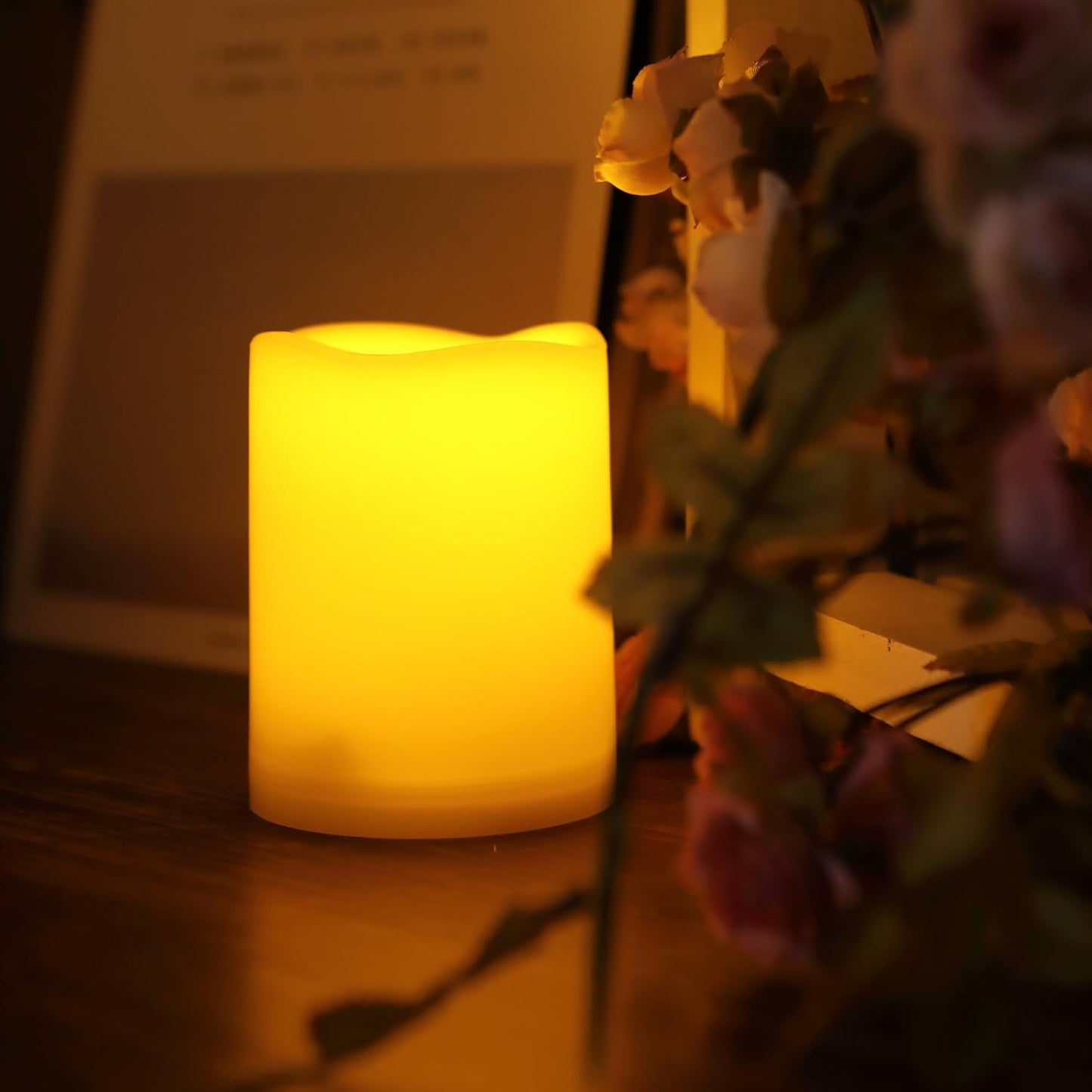 iZAN Set of 1 Outdoor Flameless LED Candle with Timer - Waterproof Plastic Flickering Battery Operated LED Pillar Candles Wedding Party Garden Decoration Long Lasting Battery Life 3x4 inch