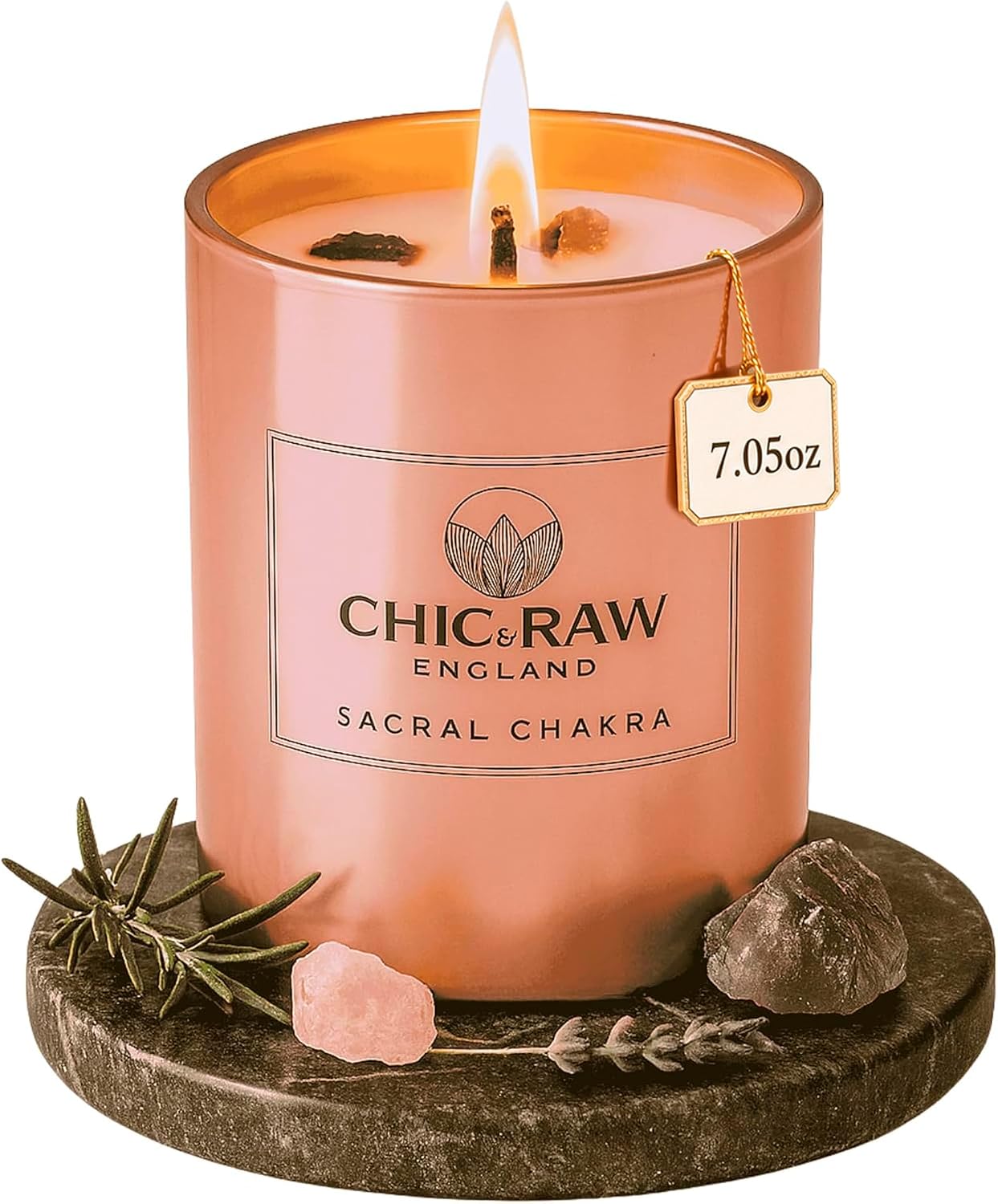 Aromatherapy Candle with Crystal Amethyst Sacral Chakra, Scented Candle Made of Ylang Ylang Oil, Luxury Long-Lasting Burn Soy Candle for Home Scented - Stress Relief, & Manifestation, 7.05oz