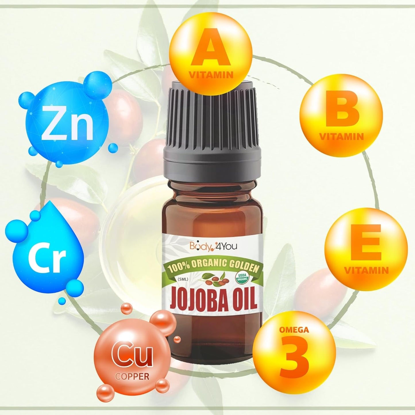 BodyJ4You Organic Jojoba Oil Piercing Aftercare - USDA 100% Pure Cold Pressed Ear Stretching Oil - Gauge Care Nose Septum Cartilage Tragus Navel - Natural Skin Recovery Moisturizer Vegan - 0.17 Fl Oz