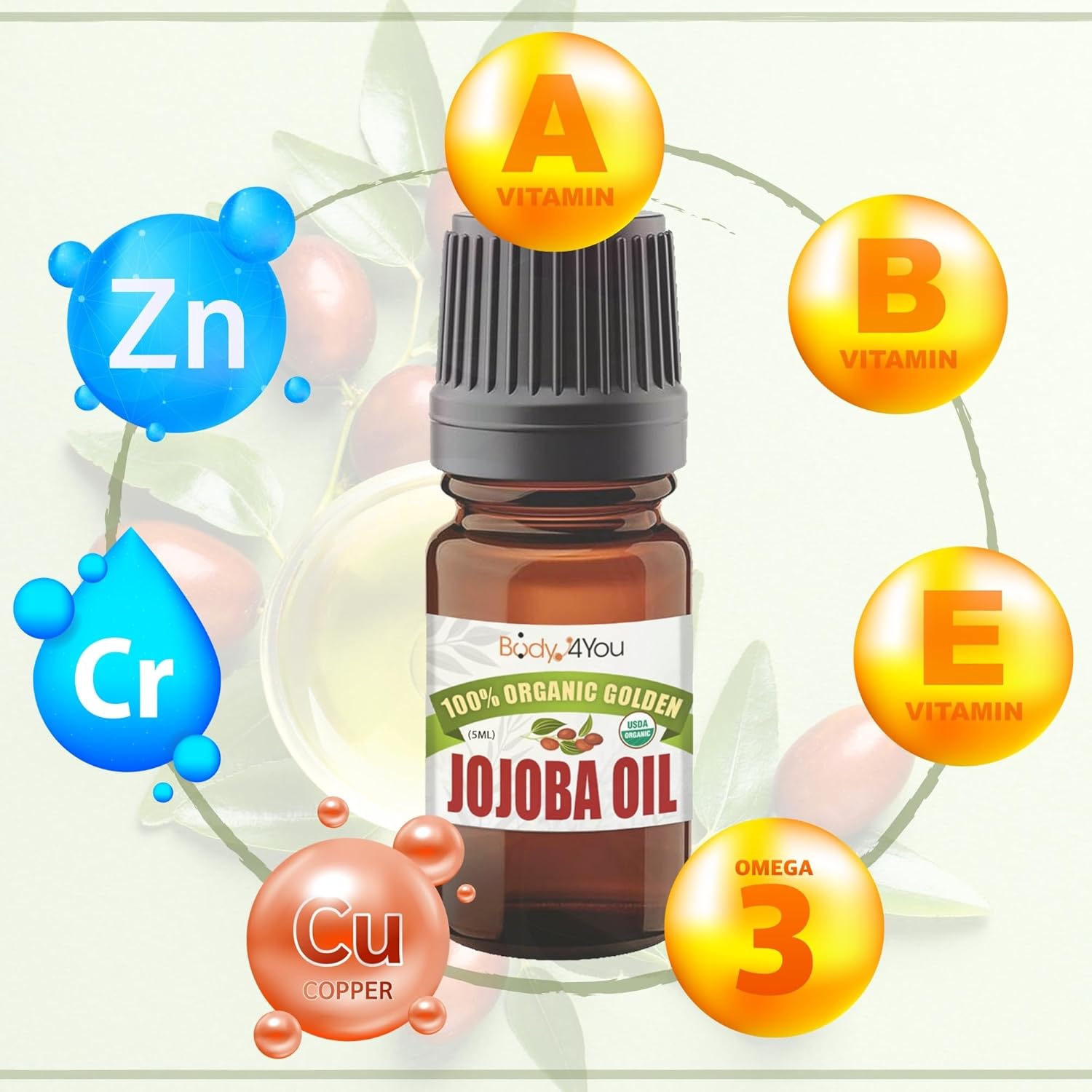 BodyJ4You Organic Jojoba Oil Piercing Aftercare - USDA 100% Pure Cold Pressed Ear Stretching Oil - Gauge Care Nose Septum Cartilage Tragus Navel - Natural Skin Recovery Moisturizer Vegan - 0.17 Fl Oz
