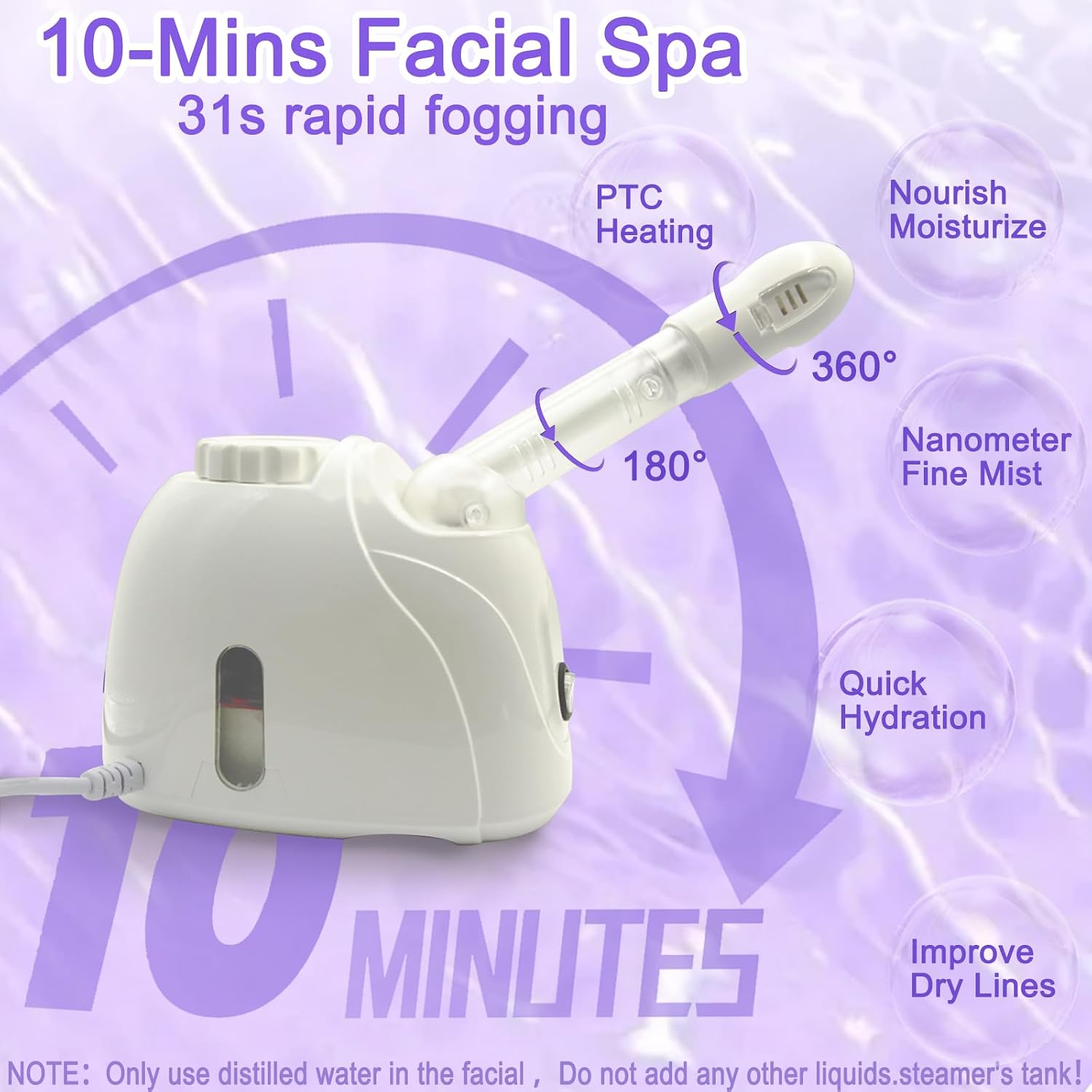 LIXESZT Facial Steamer Professional for Deep Cleansing with Extendable 360° Swivel Arm，Nano Constant Temperature Mist for Home Facial Spa-Sinuses Sinus Care, 4Pcs Stainless Steel Skin Care Kit