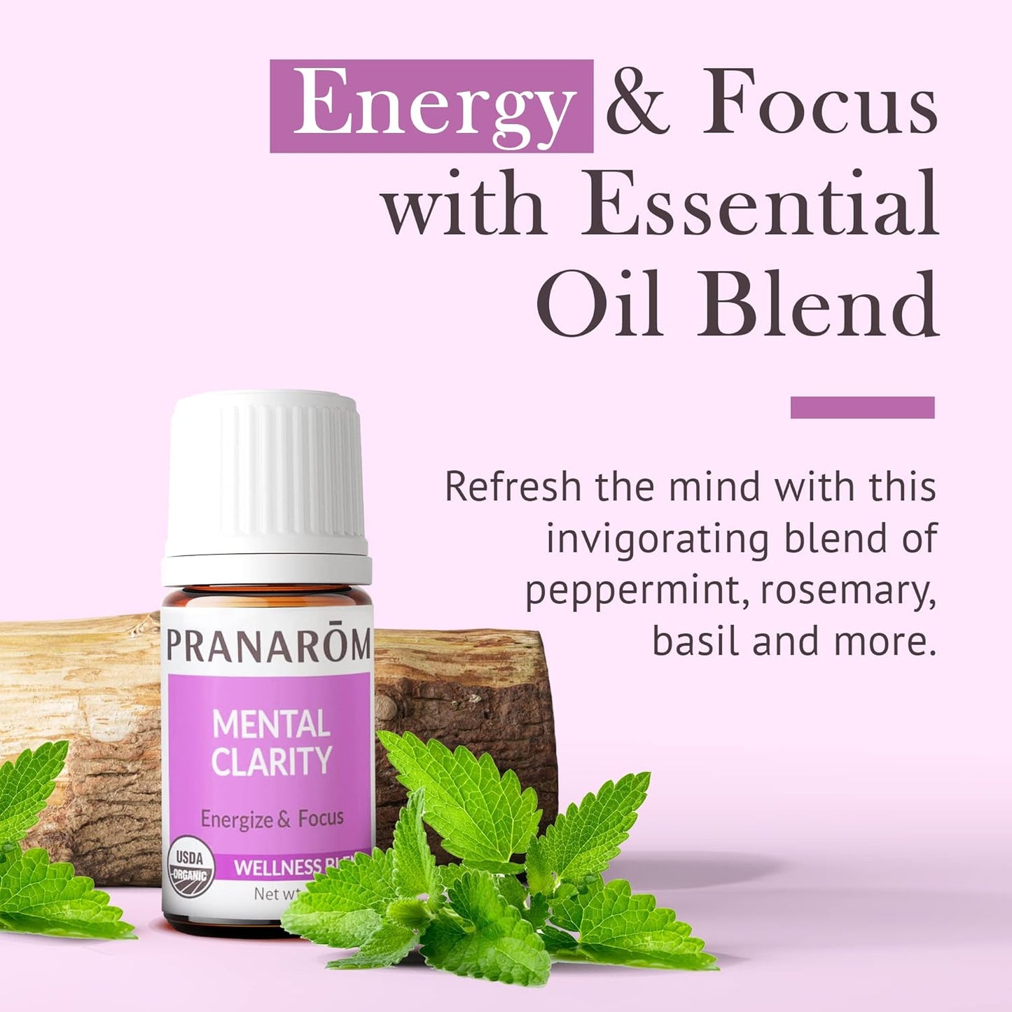 Pranarom - Mental Clarity & Focus Essential Oil, Pure Essential Oil for Diffusers, Revitalizing Aroma Oil, Lavender, Lemon, Peppermint, and More, Organic Essential Oil Blend, 2 Pack of 5ml Each