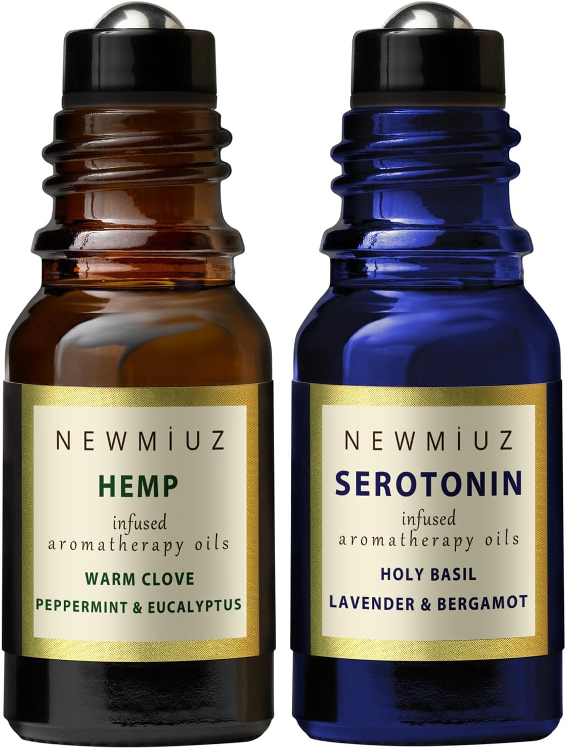 Migraine Headache Stick Roll on Peppermint Eucalyptus Clove and Arnica & Destress Roller Holy Basil Lavender and Bergamot Pack of 2