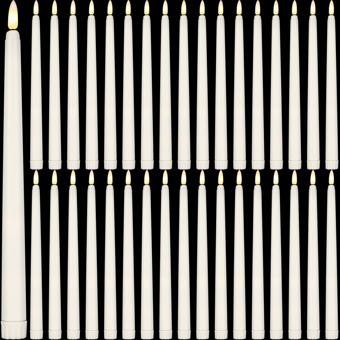 Reginary 36 Pieces Flameless Taper Candles Battery Operated Bulk 11" Plastic Lights LED Candlesticks Window Candles for Birthday Wedding Church Decor Party Supplies(Ivory)