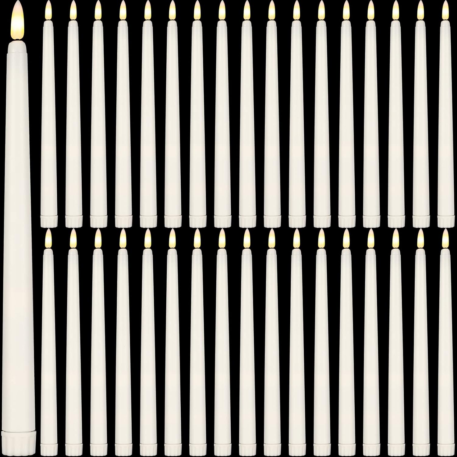 Reginary 36 Pieces Flameless Taper Candles Battery Operated Bulk 11" Plastic Lights LED Candlesticks Window Candles for Birthday Wedding Church Decor Party Supplies(Ivory)