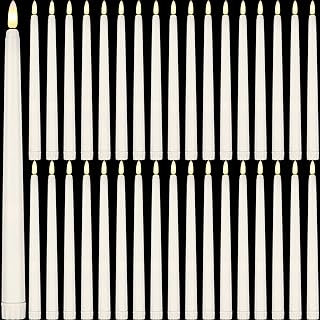 Reginary 36 Pieces Flameless Taper Candles Battery Operated Bulk 11" Plastic Lights LED Candlesticks Window Candles for Birthday Wedding Church Decor Party Supplies(Ivory)