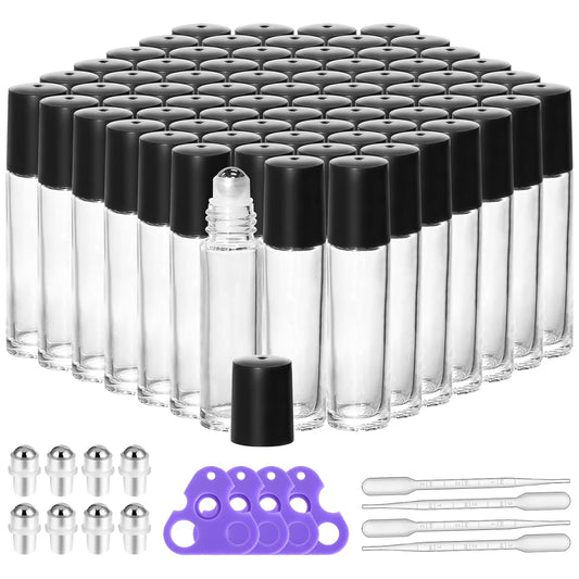72 Pack Empty Essential Oil Roller Bottles