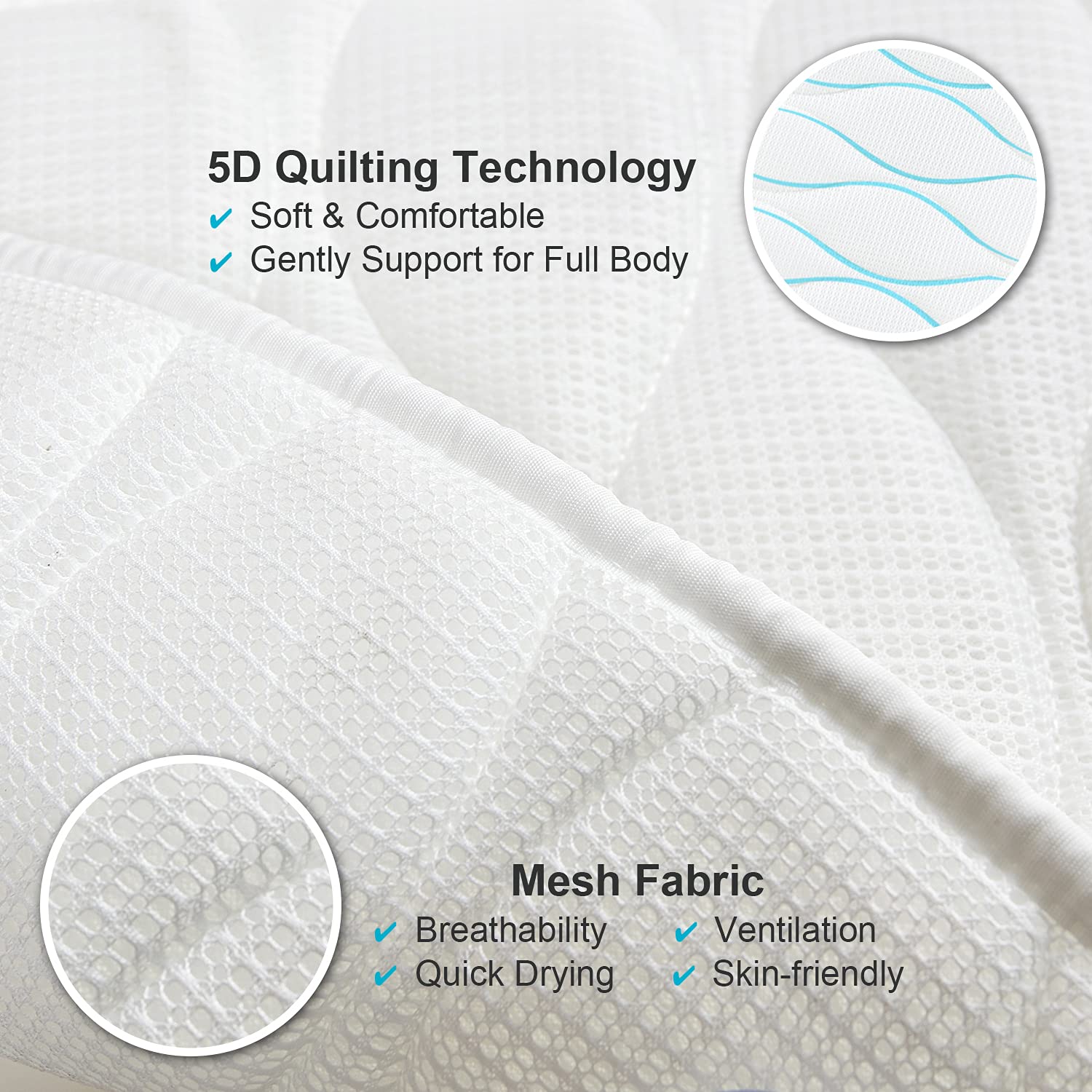 OMYSTYLE Full Body Bath Pillow, Bath Pillows for tub with Mesh Washing Bag & 21 Non-Slip Suction Cups, Spa Bathtub for Head Neck Shoulder and Back Support - 5D Air Mesh & Quick Drying