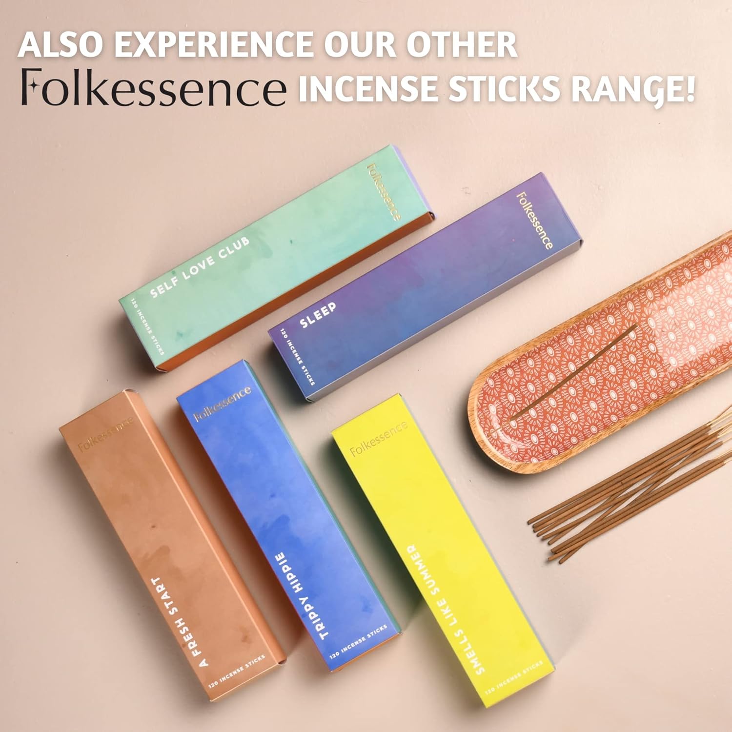 Folkulture Incense Sticks (120 Sticks) | Set of 6 Organic Aromatherapy Incense Sticks for Sleep, Relaxation, Meditation & Yoga | No Charcoal, Non-Toxic, 45-Minute Burn Time