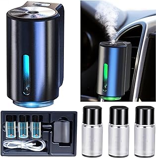 Smart Car Air Freshener, Car Air Freshener Diffuser, Rechargeable Car Aroma Diffuser, 3 Levels of Adjustable Intelligent Car Diffuser Men's Fragrance with 3 Bottles of Cologne
