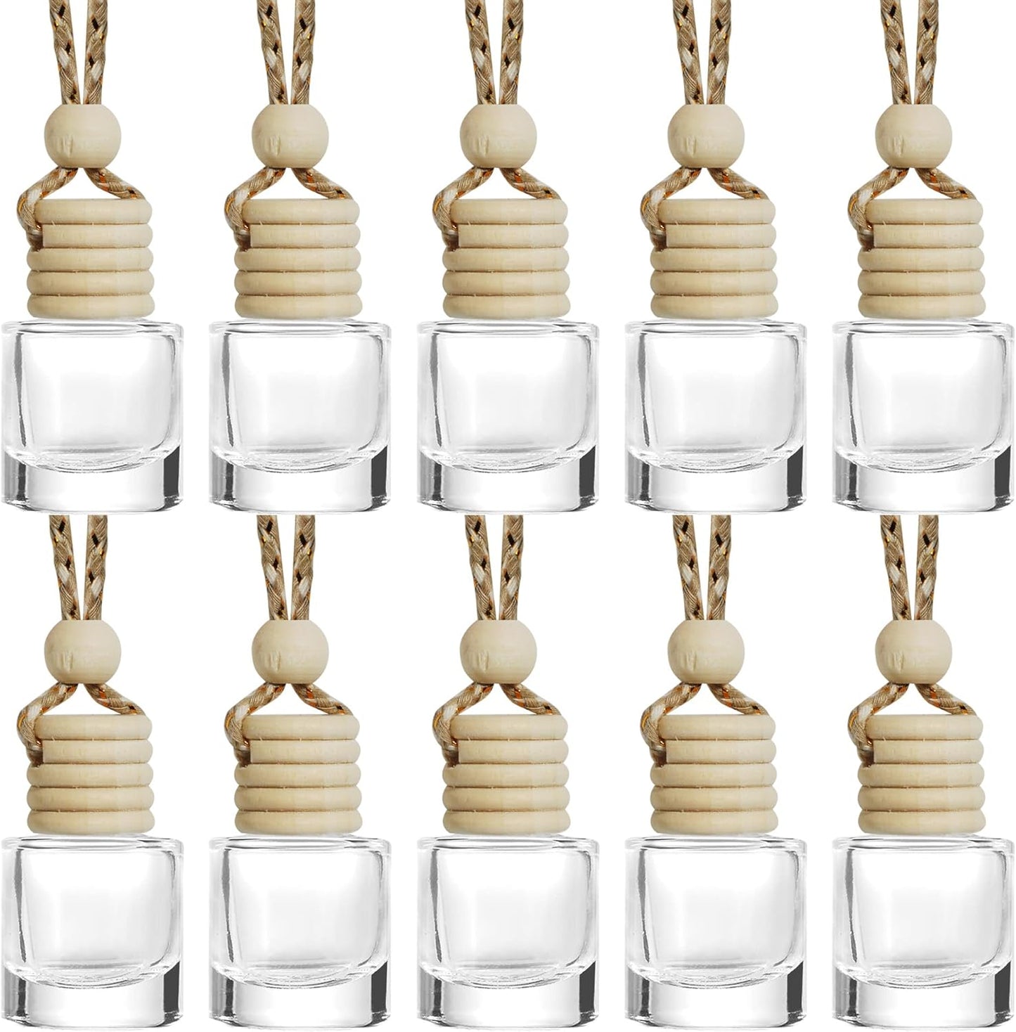 ESEWALAS 10Pcs Hanging Car Air Freshener,8ml Car Hanging Diffuser,Empty Glass Perfume Bottles Oil Diffuser Perfume Aromatherapy Pendant Bottle,Air Freshener Diffuser Bottle Pendant