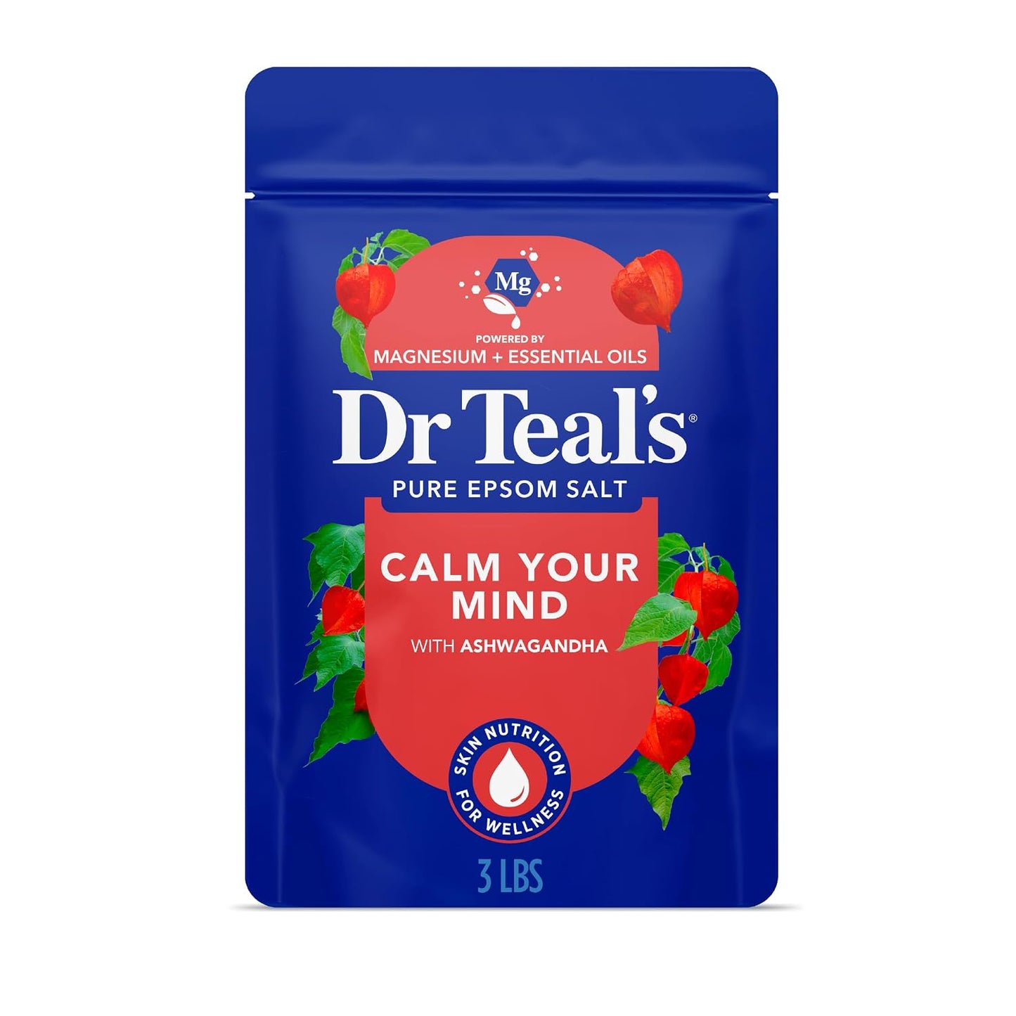Dr Teal's Epsom Salt Magnesium Soak, Ashwagandha & Essential Oils, 3 lbs