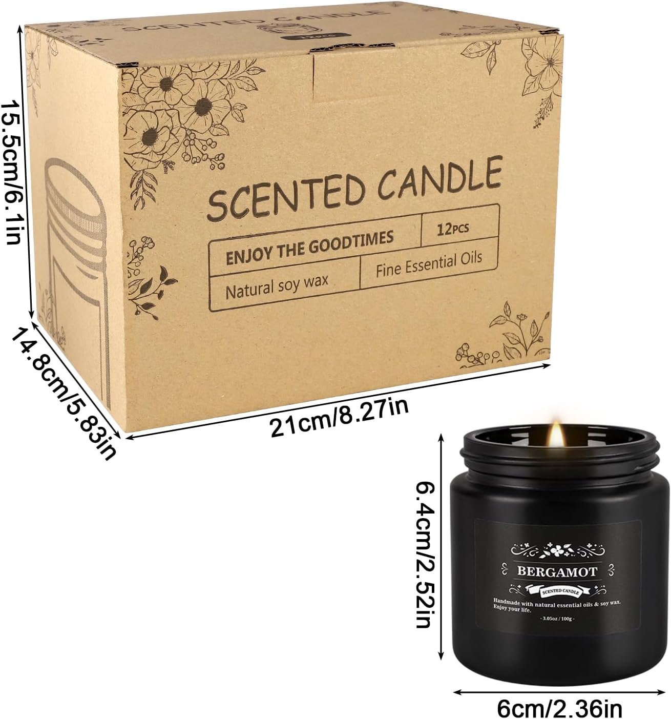 WPONSZU 12 Pcs Halloween Scented Candles with Added Natural Essential Oils, 3.05oz, Suitable for Various Festivals, Parties, Yoga, and Home Scene(Black)