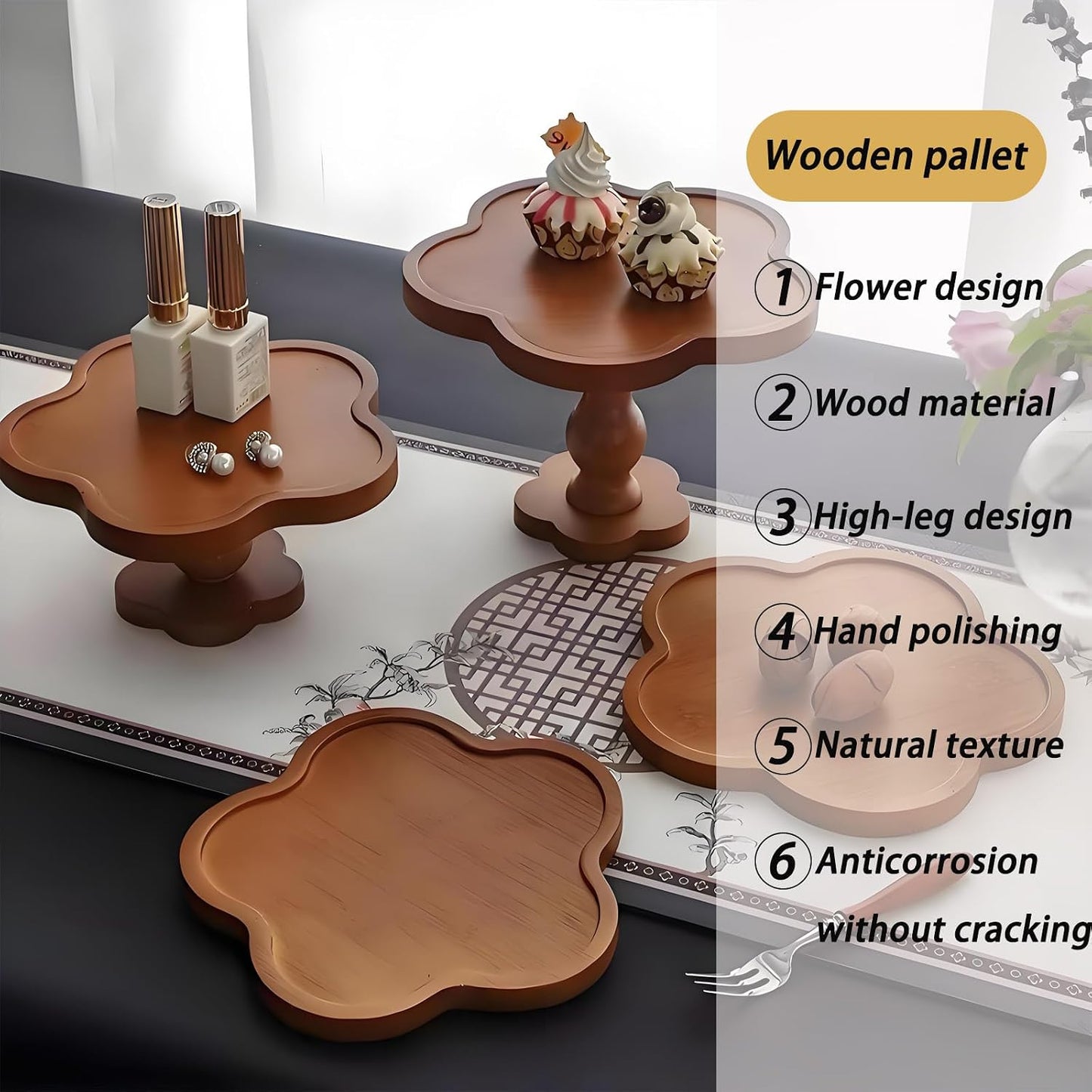 Wood Cloud Candles Perfume Tray Irregular Jewelry Decorative Tray for Women Trinket Dish Ring Holder Dish Room Aesthetic Decor Birthday Housewarming Gift (Short)