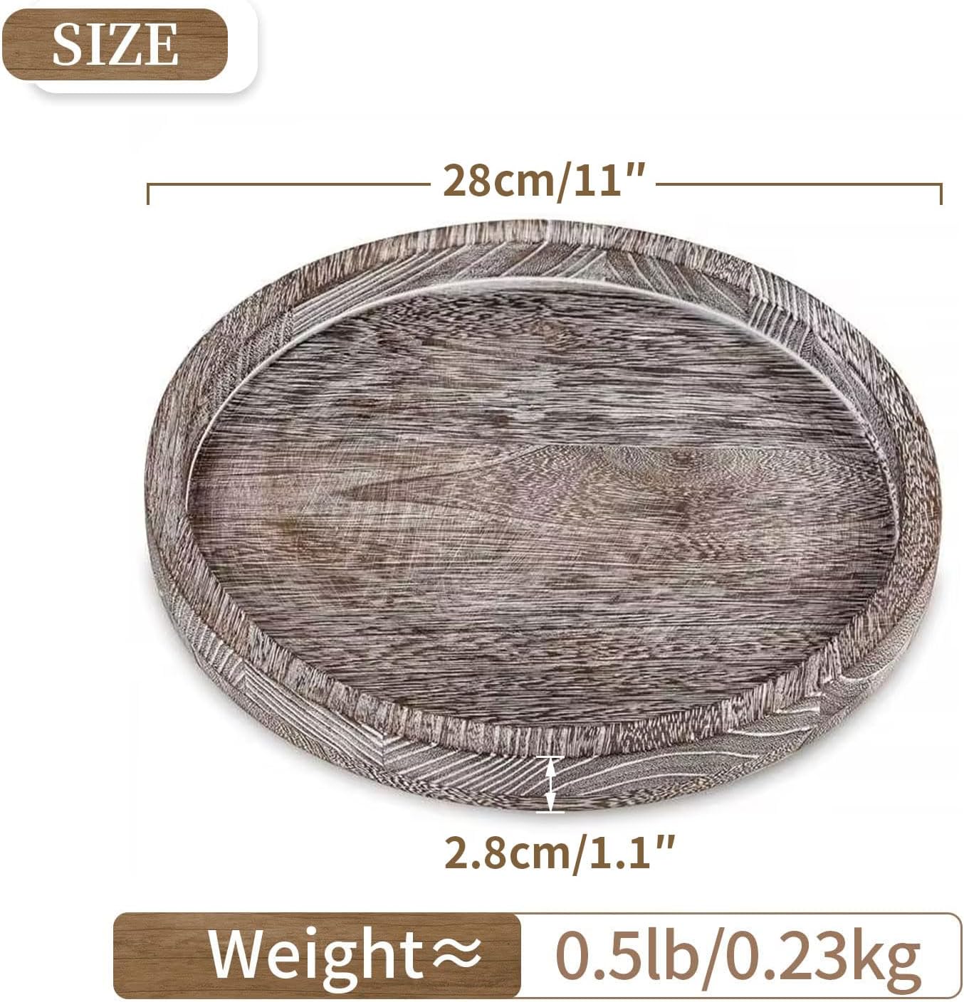 Hanobe Wood Candle Holders Trays: Round Candlestick Holder Pillar Stand for Table Centerpiece - Farmhouse Coffee Table Decor for Living Room Kitchen Counter, Rustic White