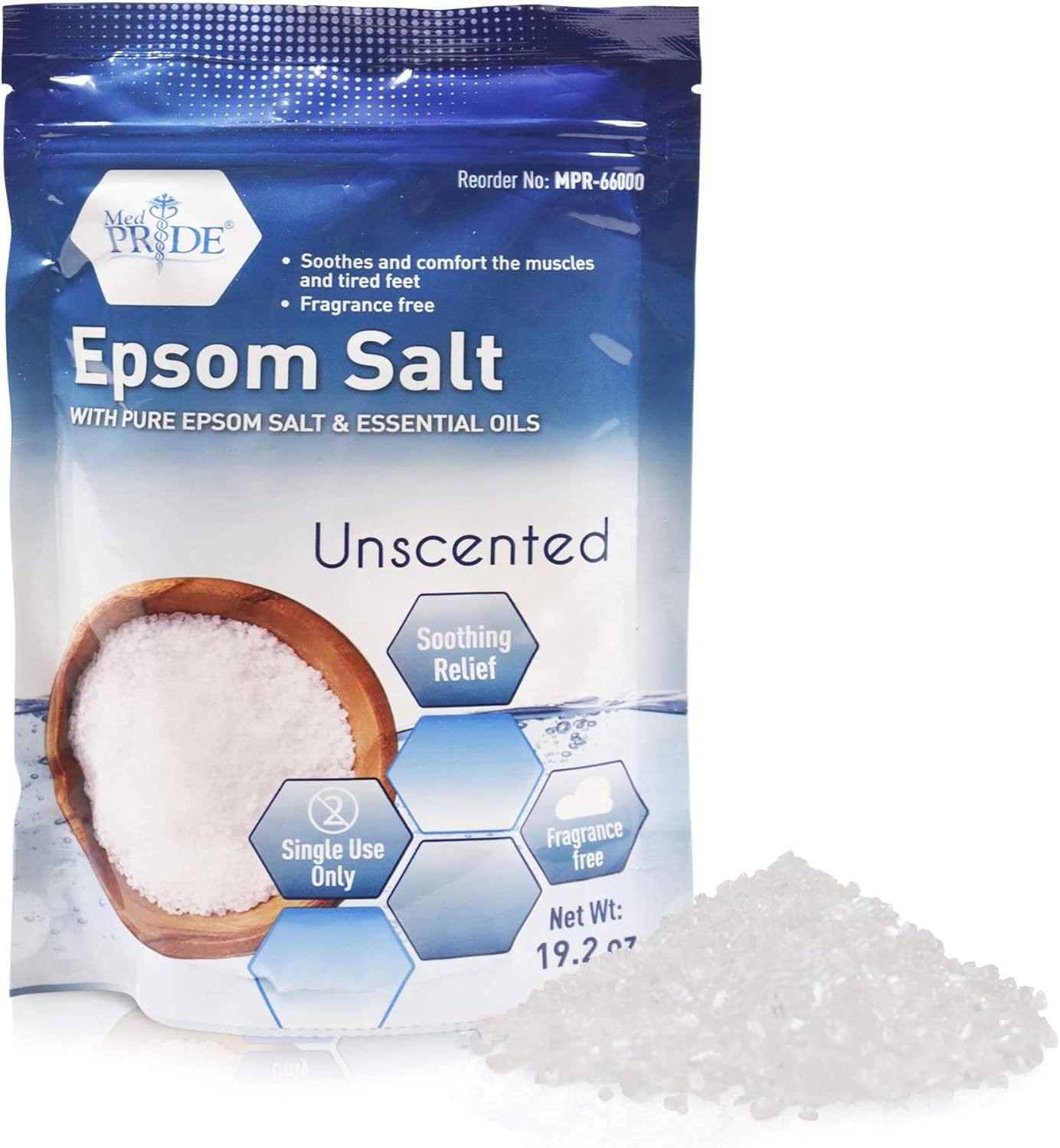 MED PRIDE Epsom Salt Foot Soak for Pain Relief and Muscle Recovery with Essential Oils, Soaking Salts for Dogs (Unscented 19.2 Ounce (Pack of 1))