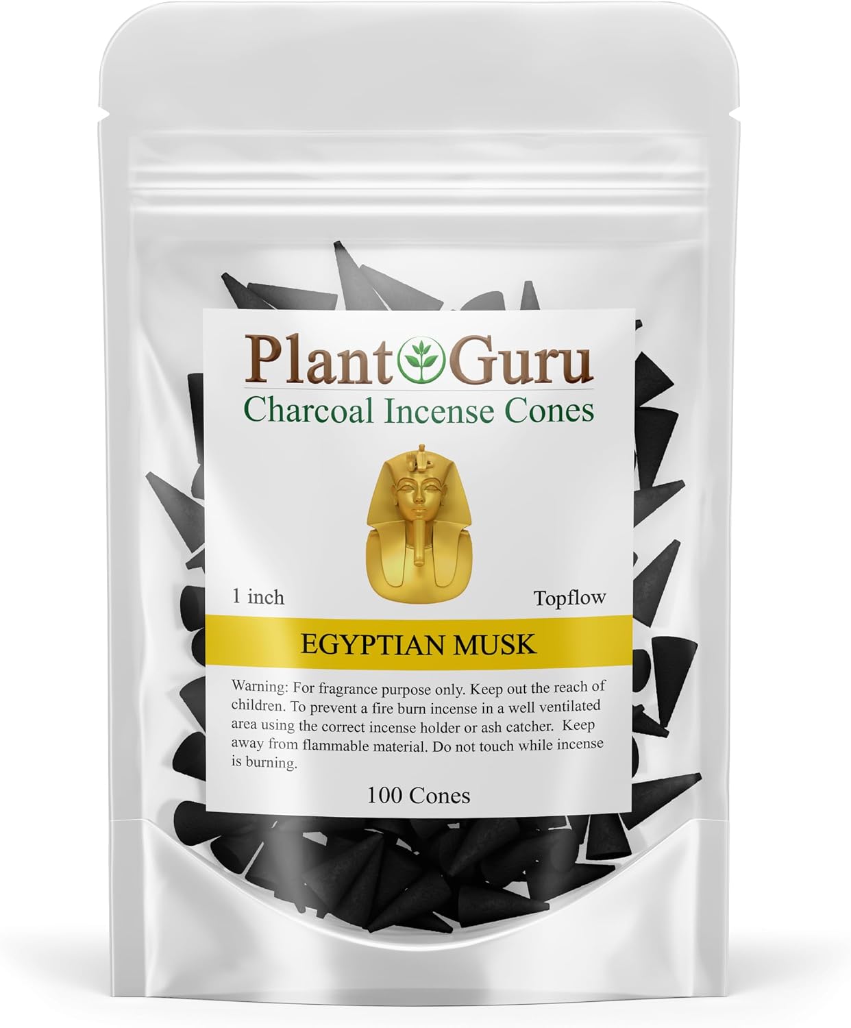 Egyptian Musk Charcoal Incense Cones 1" TOPFLOW - 100 Pack Bulk - Natural Scented Cones Handmade Hand Dipped