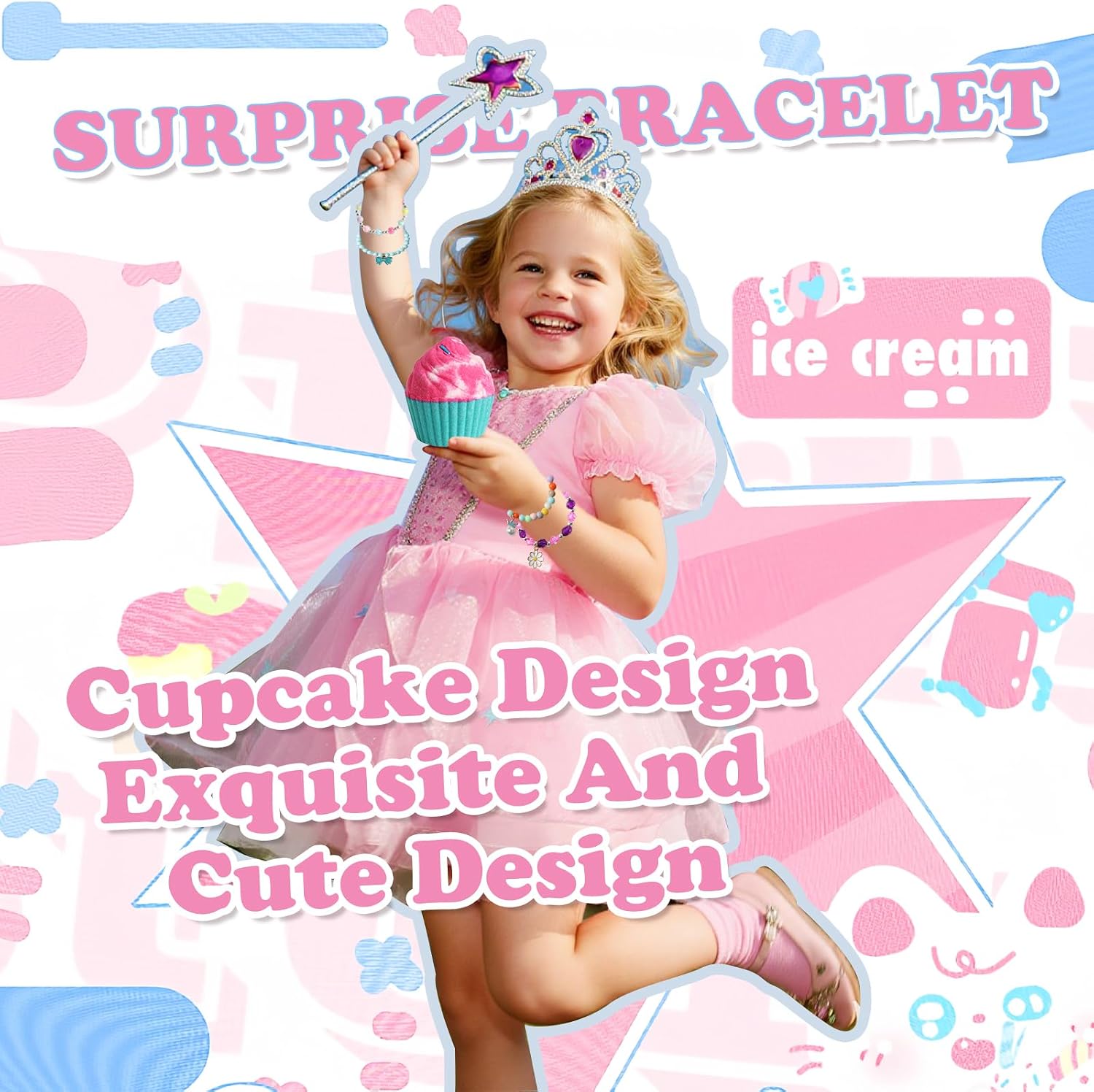 Bath Bombs for Kids with Surprise Jewelry Toys Inside, 8 Cupcake Bath Bombs Gifts Set, Girls, Teens, Kids Birthday Christmas Gift, Handmade Fizzy Bubble Spa Bath Ball for Girls Daughter Granddaughter