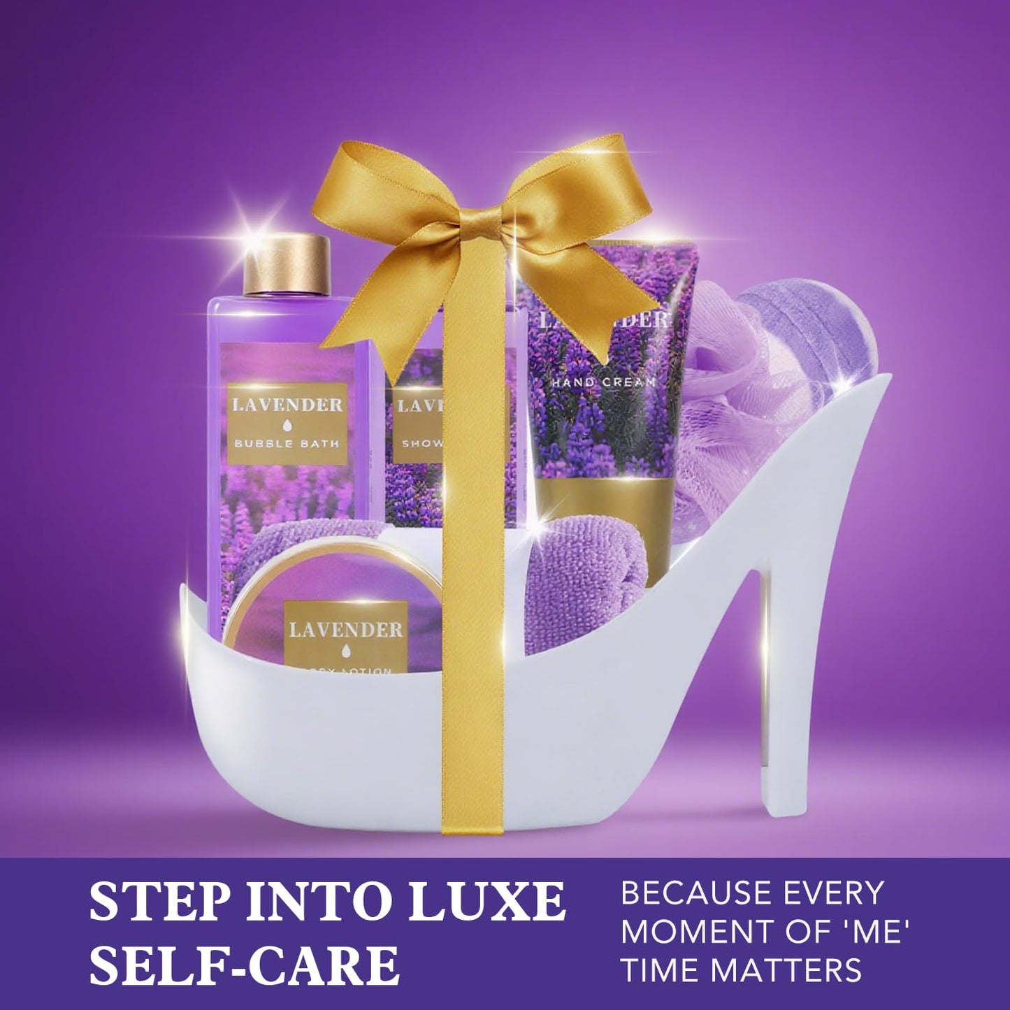 Spa Luxetique Gifts for Women 8pcs Relaxing Lavender Gift Set for Women High Heel Spa Gift for Womens Birthday Gifts for Womens Mom Grandma Teacher Nurse