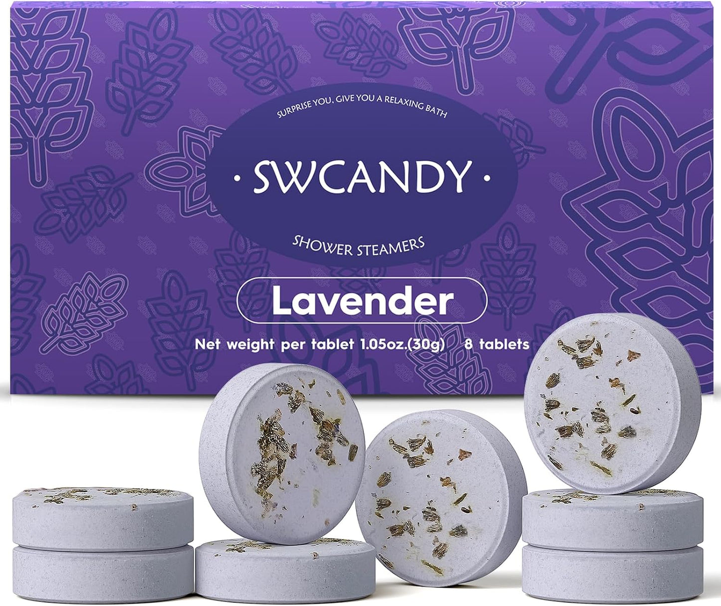 SWCANDY Shower Steamers Aromatherapy Travel Essentials Birthday Gifts for Women, Lavender 8 Pcs, Bath Bombs Shower Bombs with Natural Essential Oils, Relaxation Home SPA