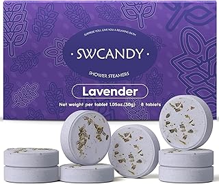 SWCANDY Shower Steamers Aromatherapy Travel Essentials Birthday Gifts for Women, Lavender 8 Pcs, Bath Bombs Shower Bombs with Natural Essential Oils, Relaxation Home SPA