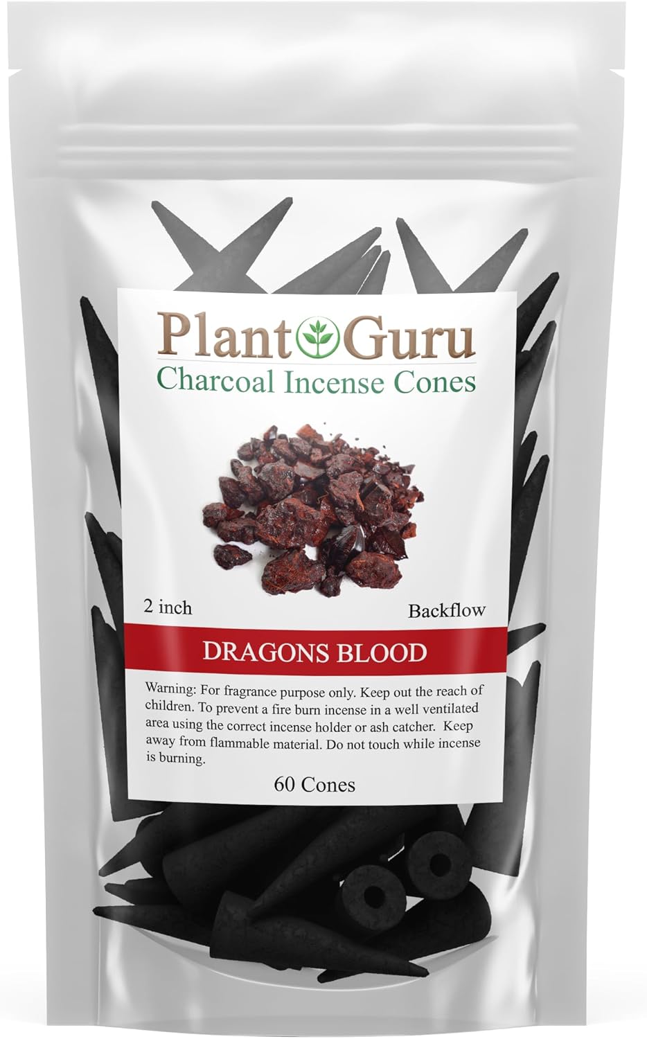 Dragons Blood Charcoal Incense Cones 2" BACKFLOW - 60 Pack Bulk - Natural Scented Cones Handmade Hand Dipped