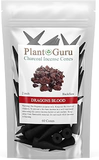 Dragons Blood Charcoal Incense Cones 2" BACKFLOW - 60 Pack Bulk - Natural Scented Cones Handmade Hand Dipped