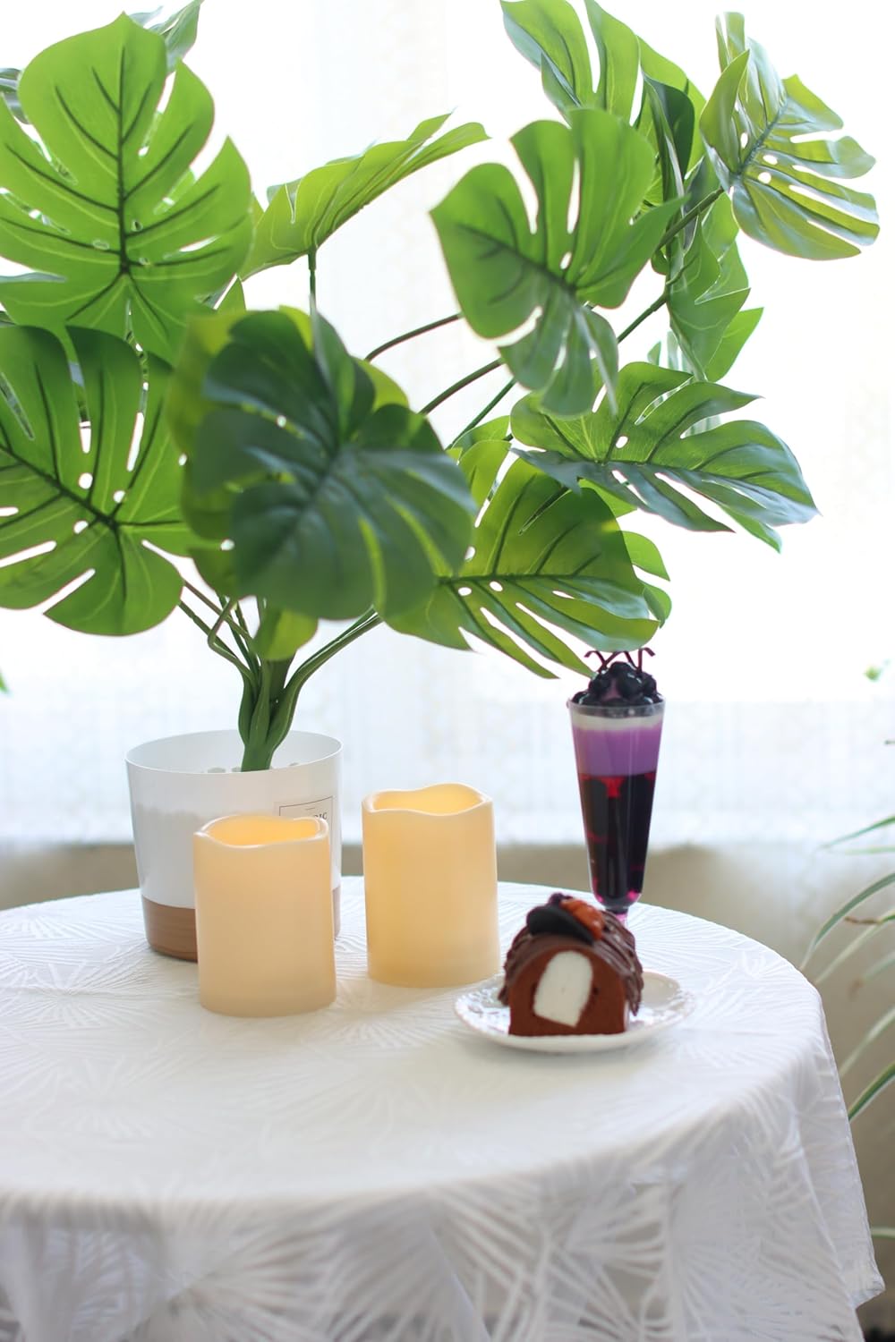 Waterproof Outdoor Battery Operated Flameless Candles with Auto Timer Flickering Plastic Resin Electric LED Pillar Lights for Lantern Patio Garden Wedding Party Decorations 3x3 Inches 2 Pack White