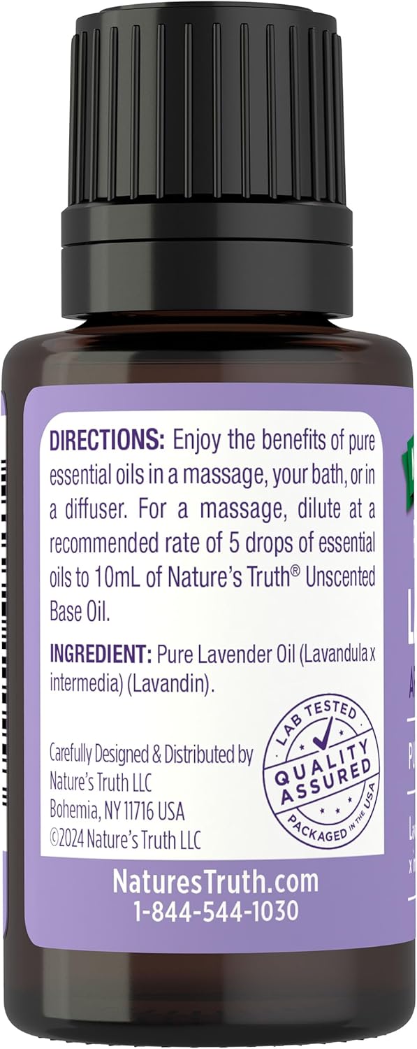 Nature's Truth Lavender Essential Oil | Pure Plant Based | for Diffuser and Aromatherapy | Non-GMO & Gluten Free